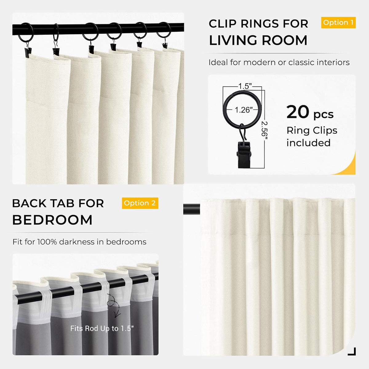 63"L x 50"W polyester curtains, alternate view 3