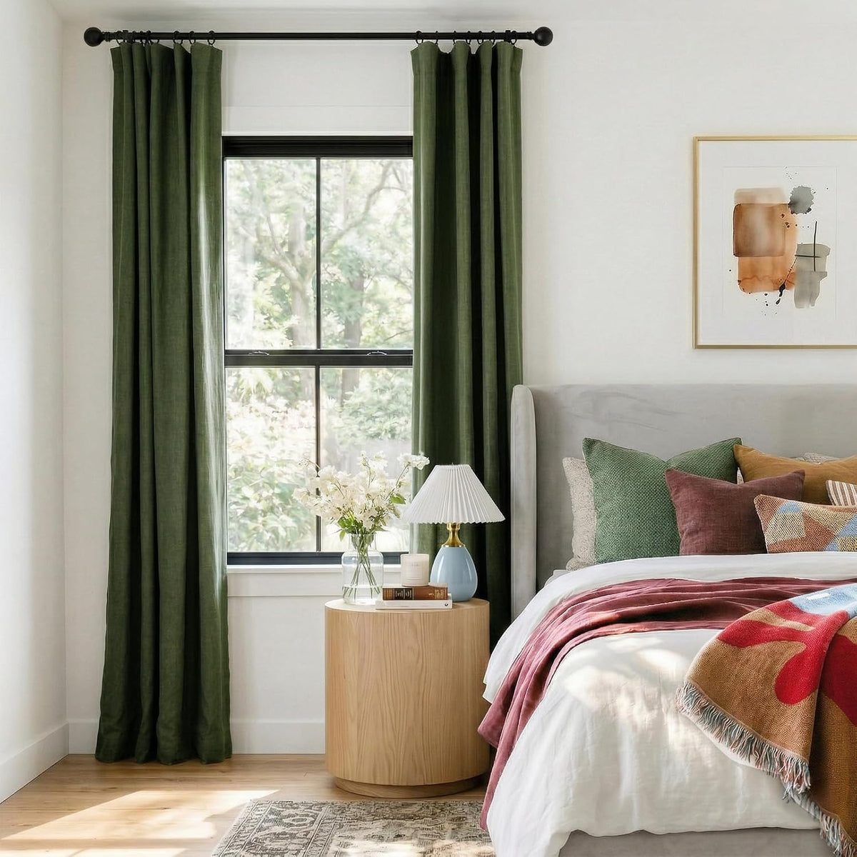 84"L x 50"W polyester curtains in Olive Green, alternate view 5