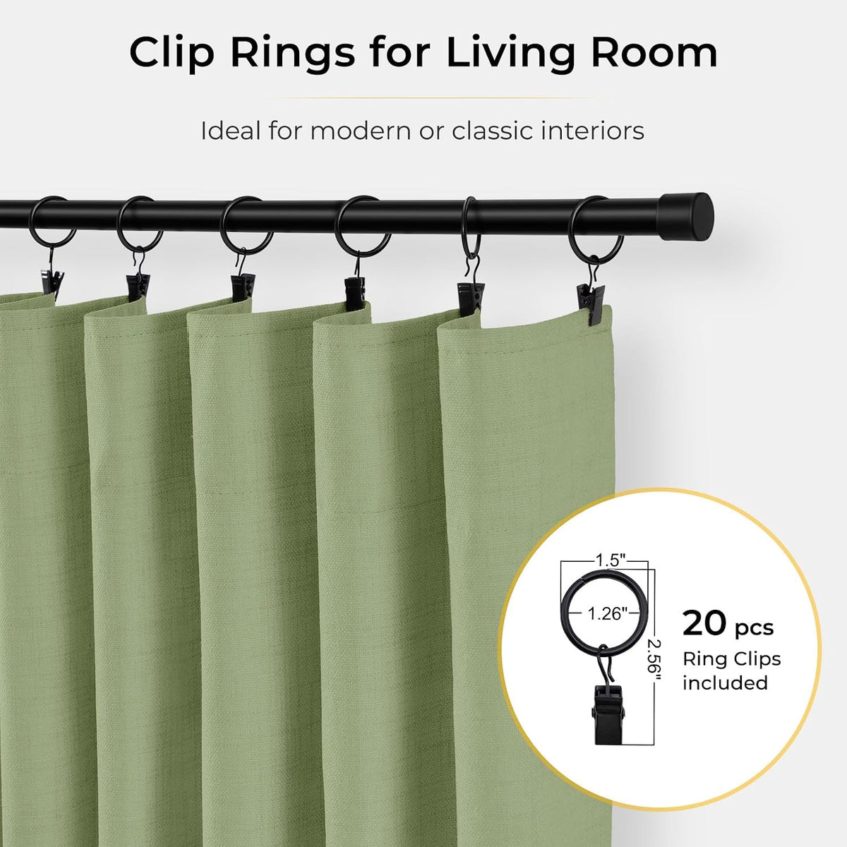84"L x 50"W polyester curtains in Sage Green, alternate view 4