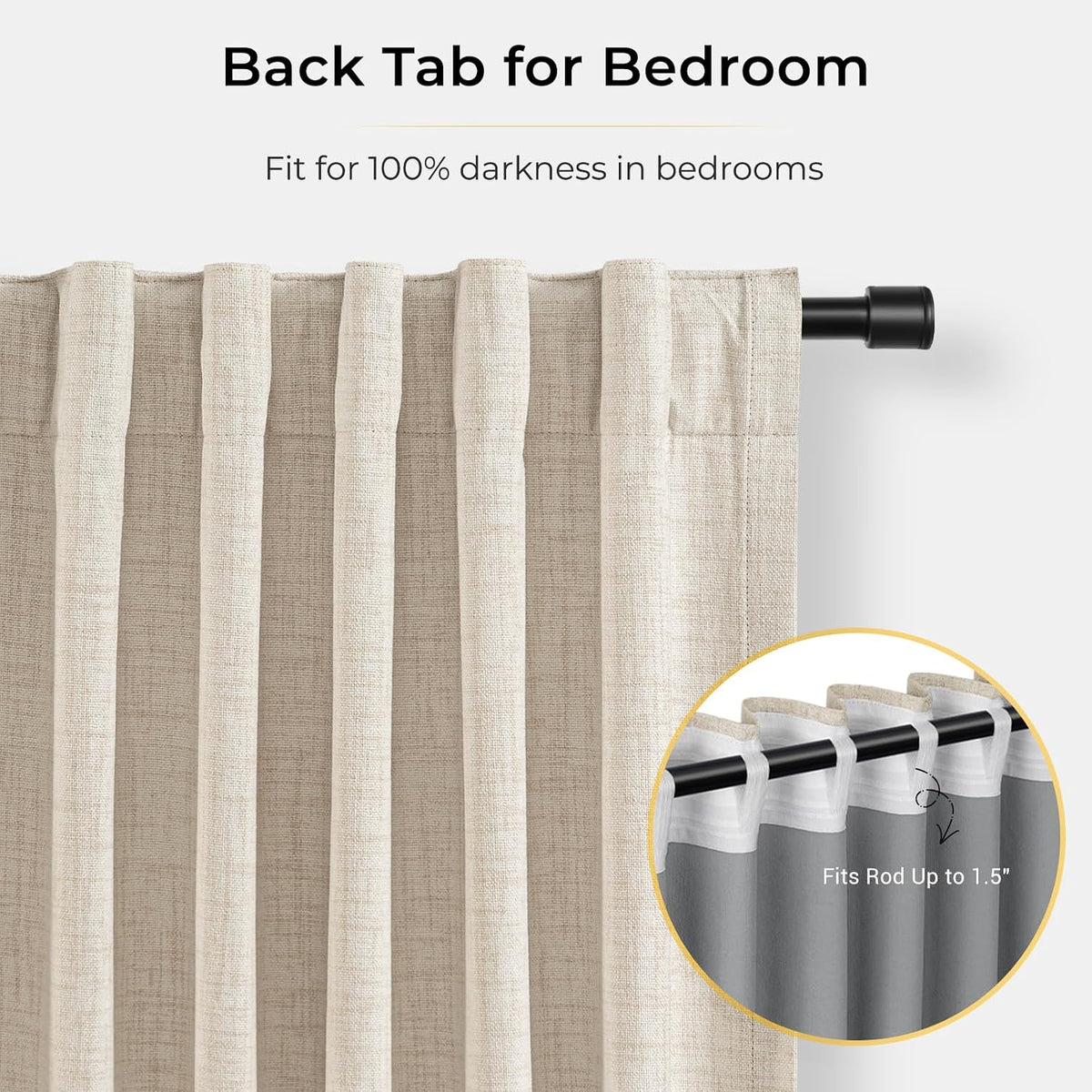 96"L x 102"W polyester curtains in Cream, alternate view 4
