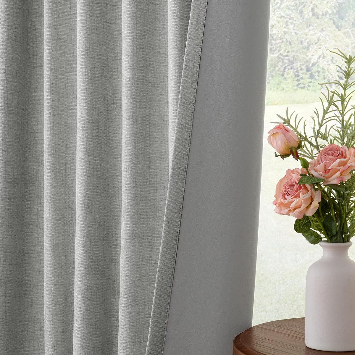 96"L x 50"W polyester curtains in Dove Grey, alternate view 7