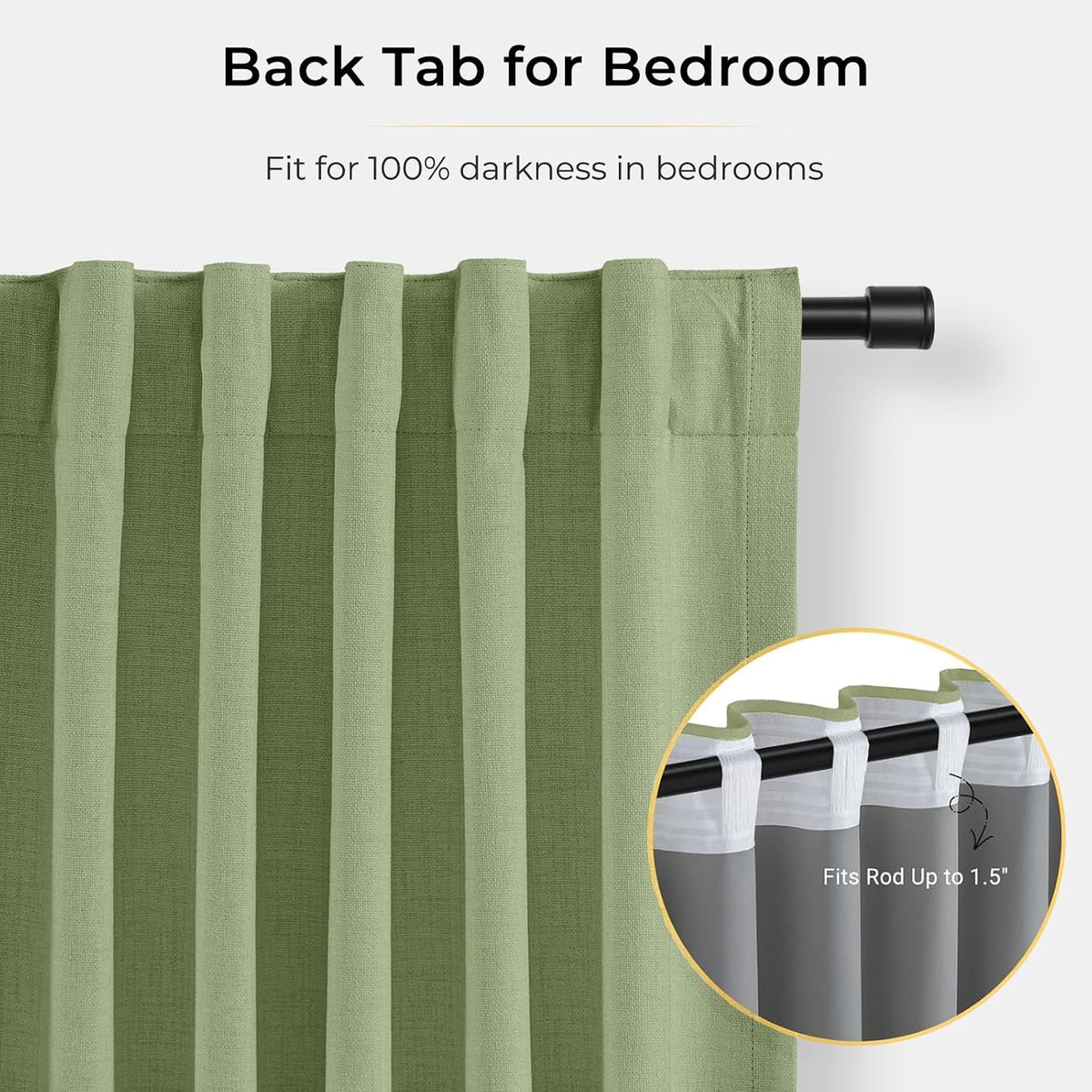 96"L x 50"W polyester curtains in Sage Green, alternate view 4