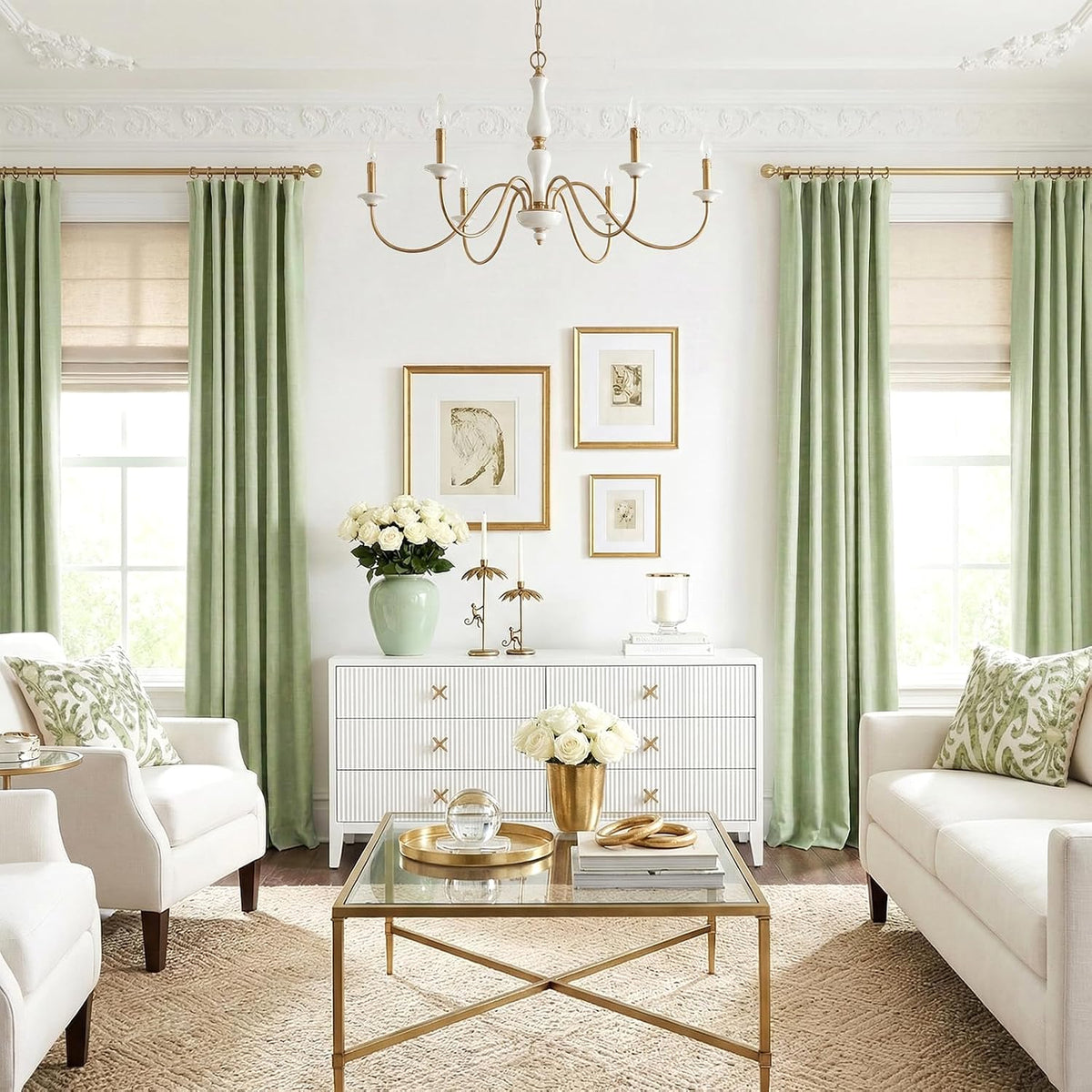 96"L x 50"W polyester curtains in Sage Green, alternate view 8