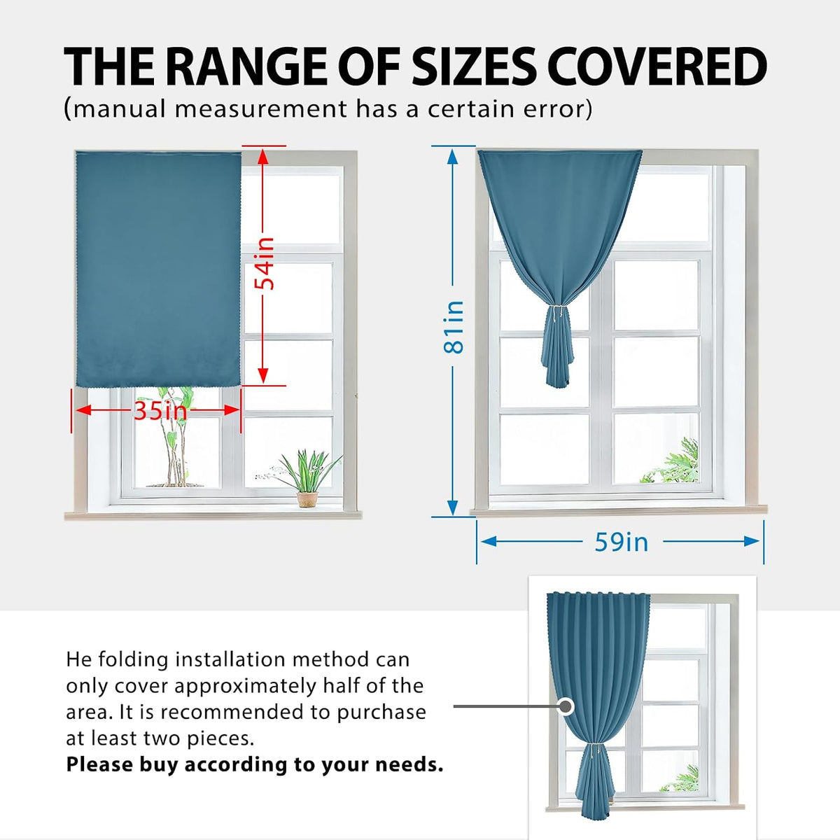 54"L x 35"W polyester curtains in Dark Blue, alternate view 3