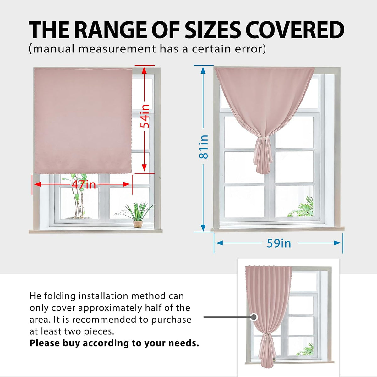 54"L x 47"W polyester curtains in Tender Pink, alternate view 3