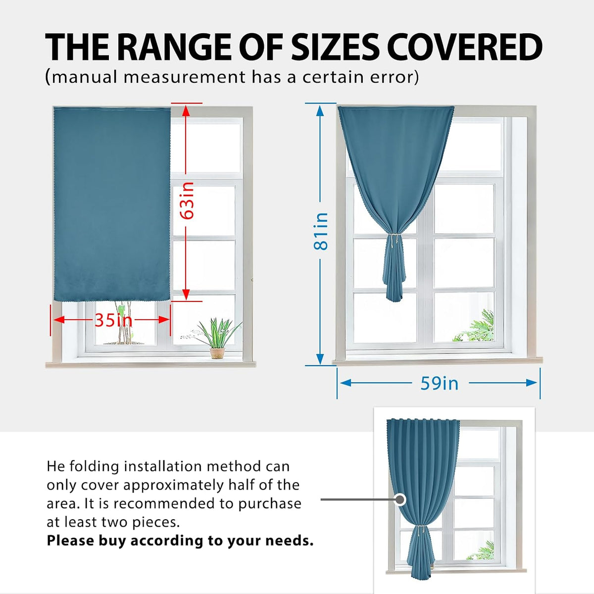 63"L x 35"W polyester curtains in Dark Blue, alternate view 3