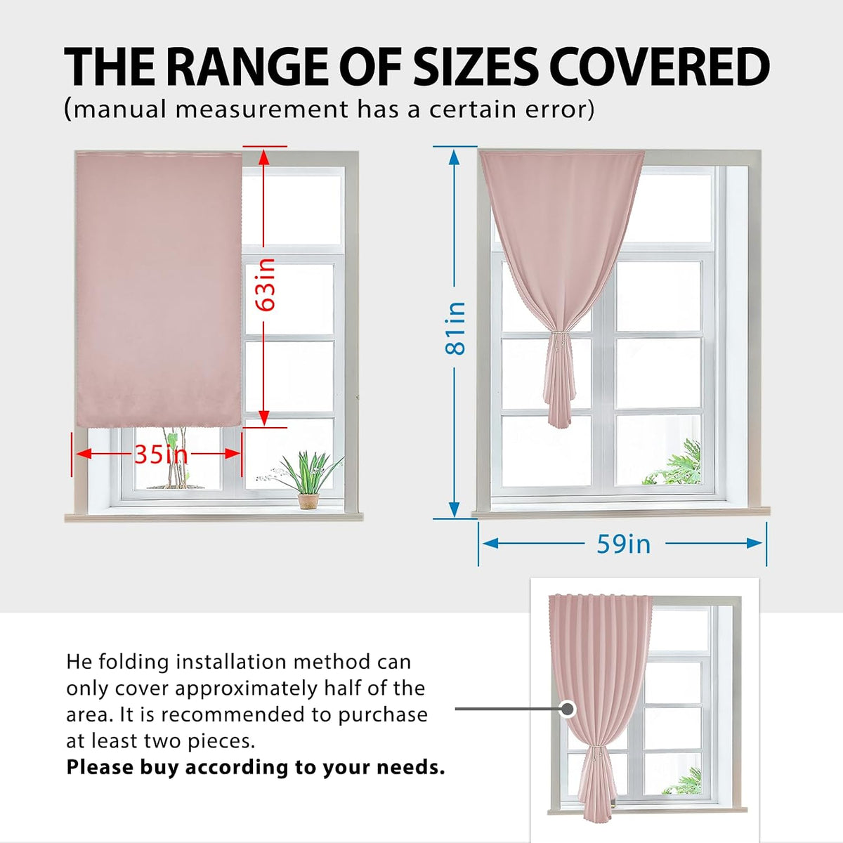 63"L x 35"W polyester curtains in Tender Pink, alternate view 3