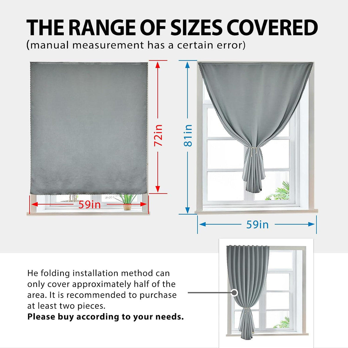 72"L x 59"W polyester curtains in Silver Gray, alternate view 3