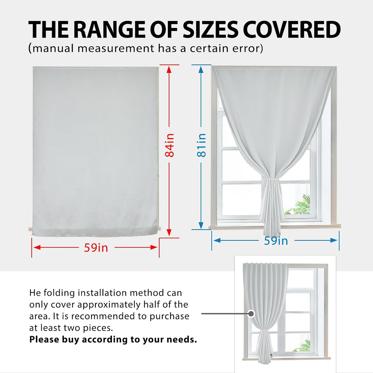 84"L x 59"W polyester curtains in White, alternate view 3