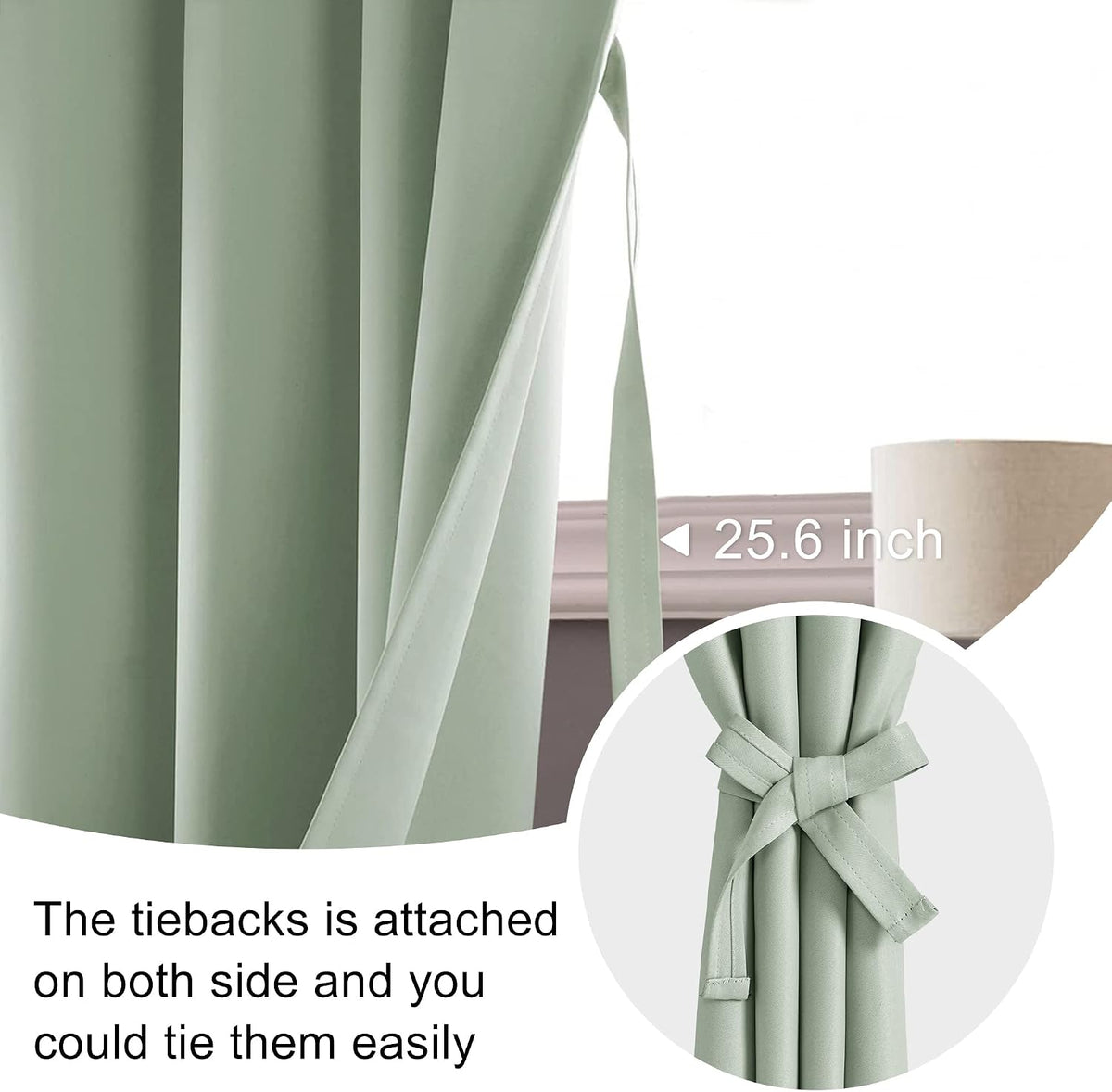 54"L x 38"W polyester curtains in Light Green, alternate view 6