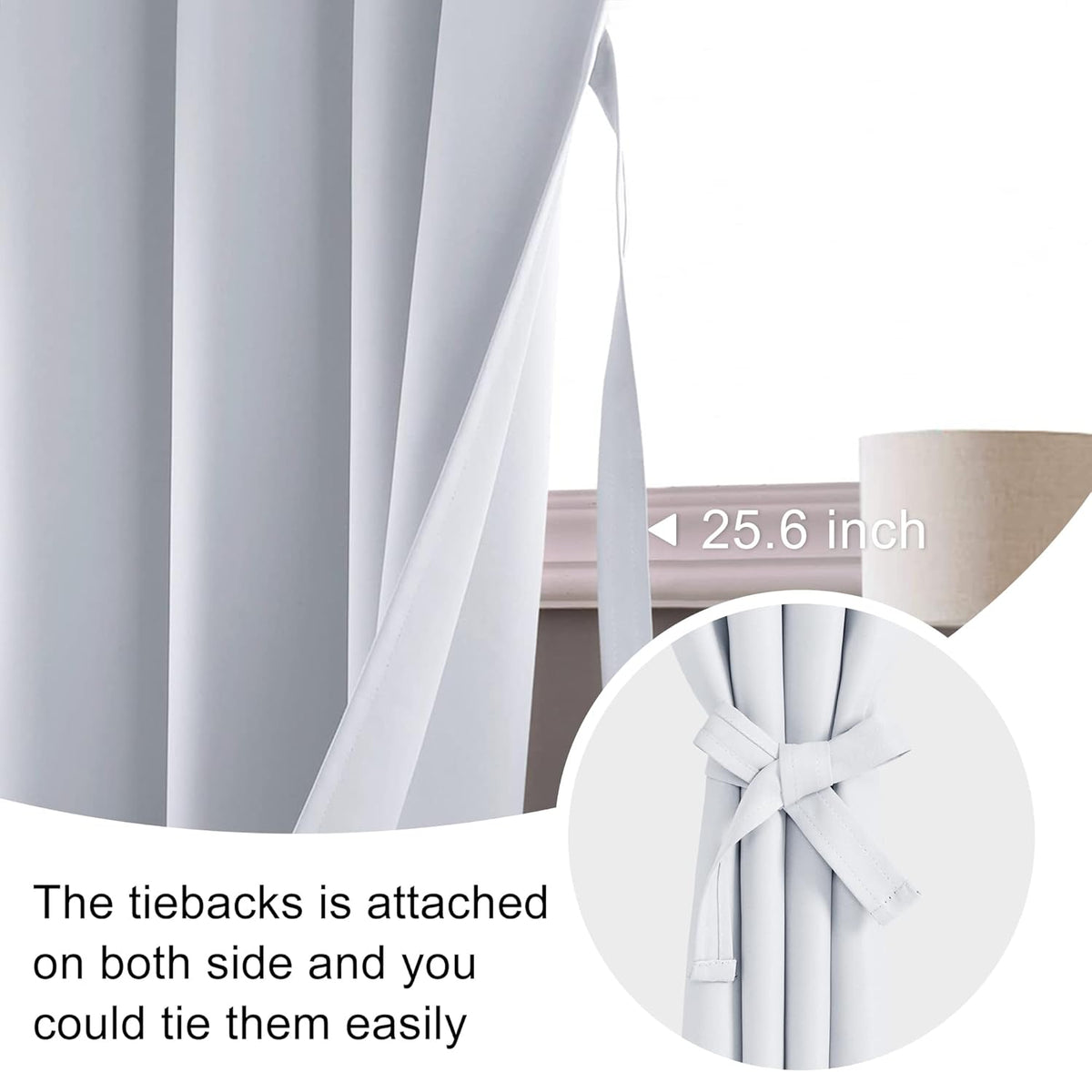 63"L x 38"W polyester curtains in Greyish White, alternate view 3