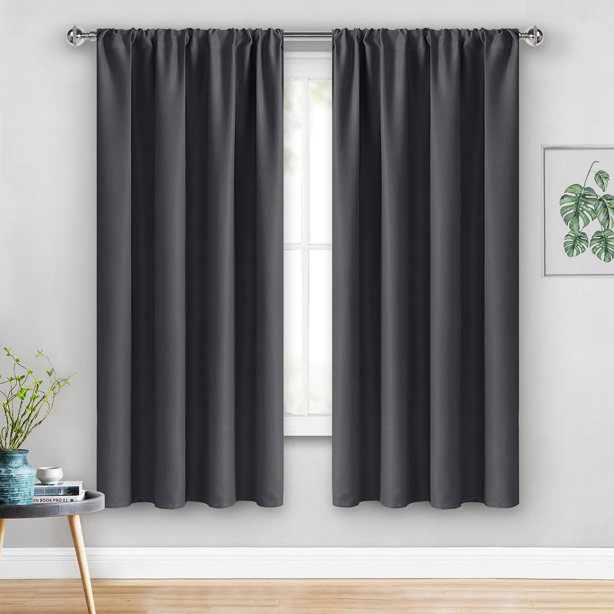 63"L x 42"W polyester curtains in Dark Grey, alternate view 7