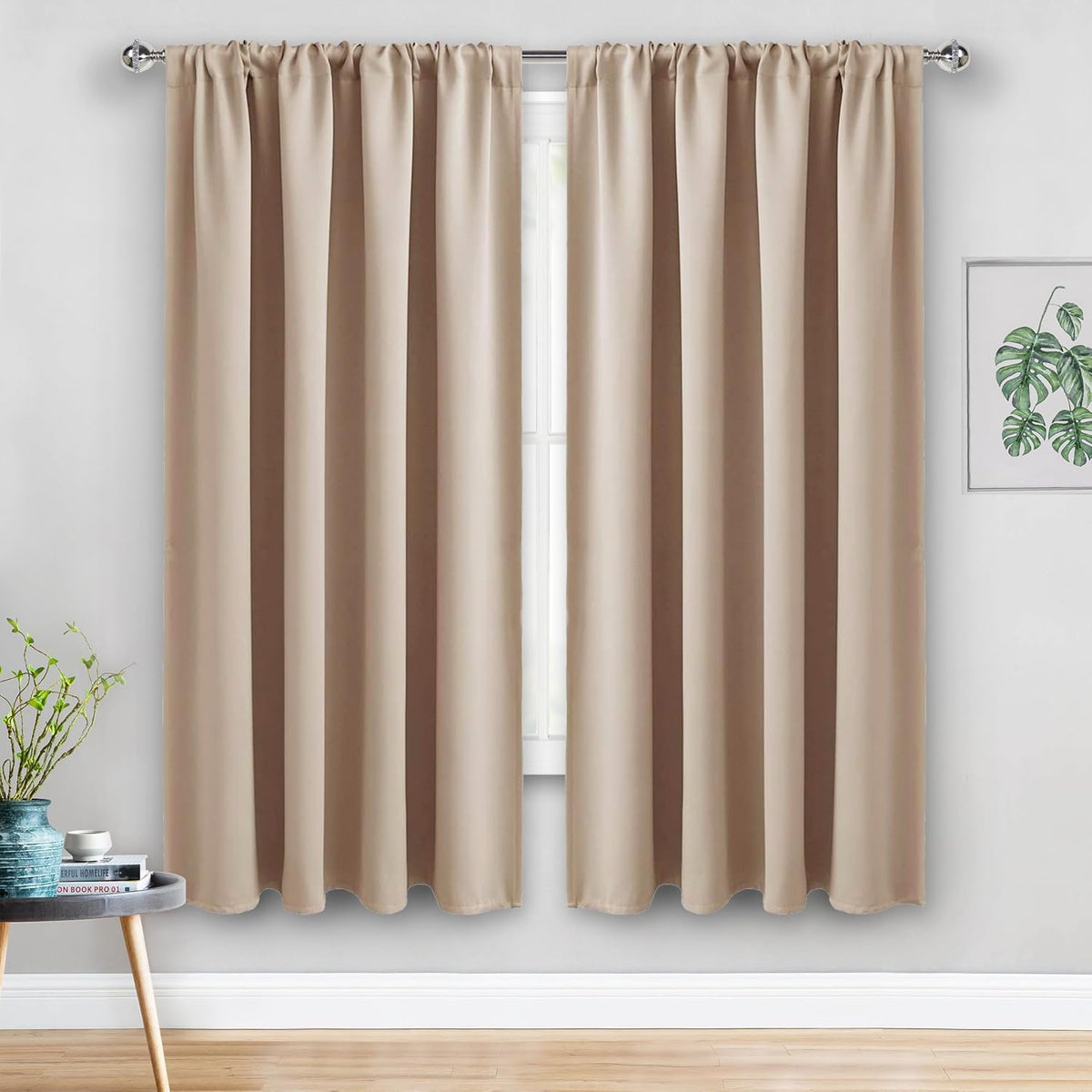 63"L x 52"W polyester curtains in Beige, alternate view 7