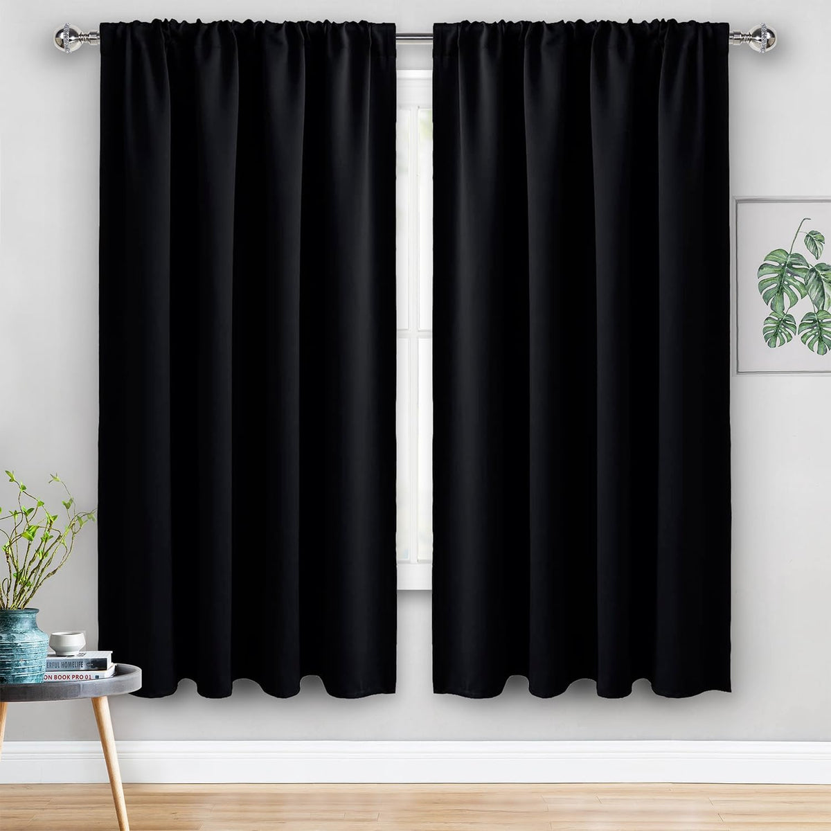 63"L x 70"W polyester curtains in Black, alternate view 7
