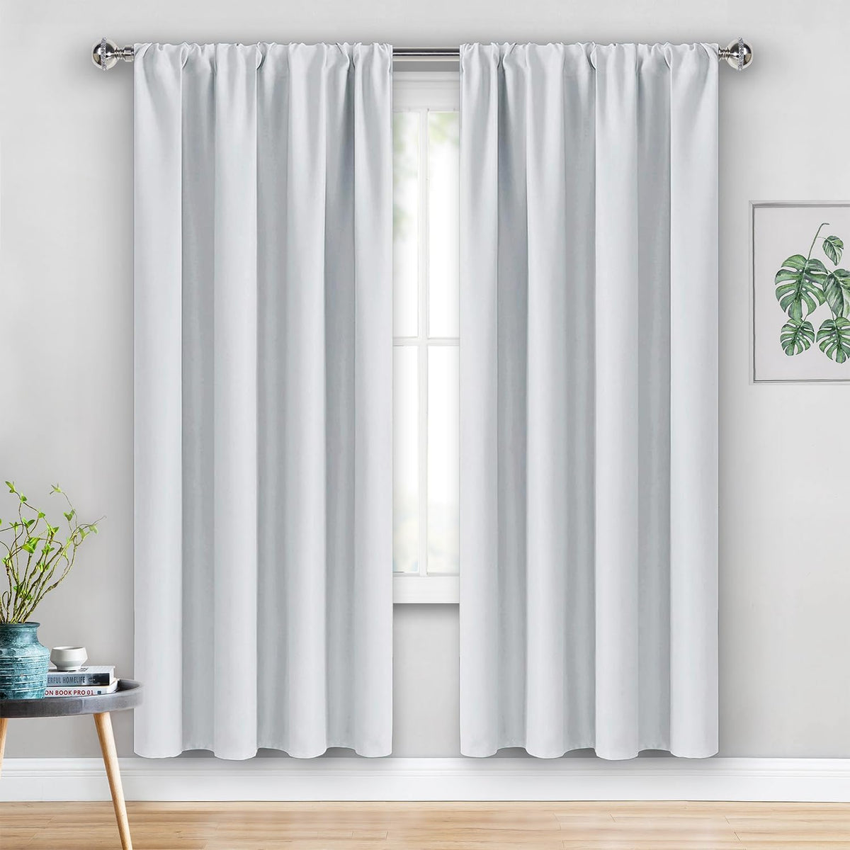 72"L x 42"W polyester curtains in Greyish White, alternate view 2