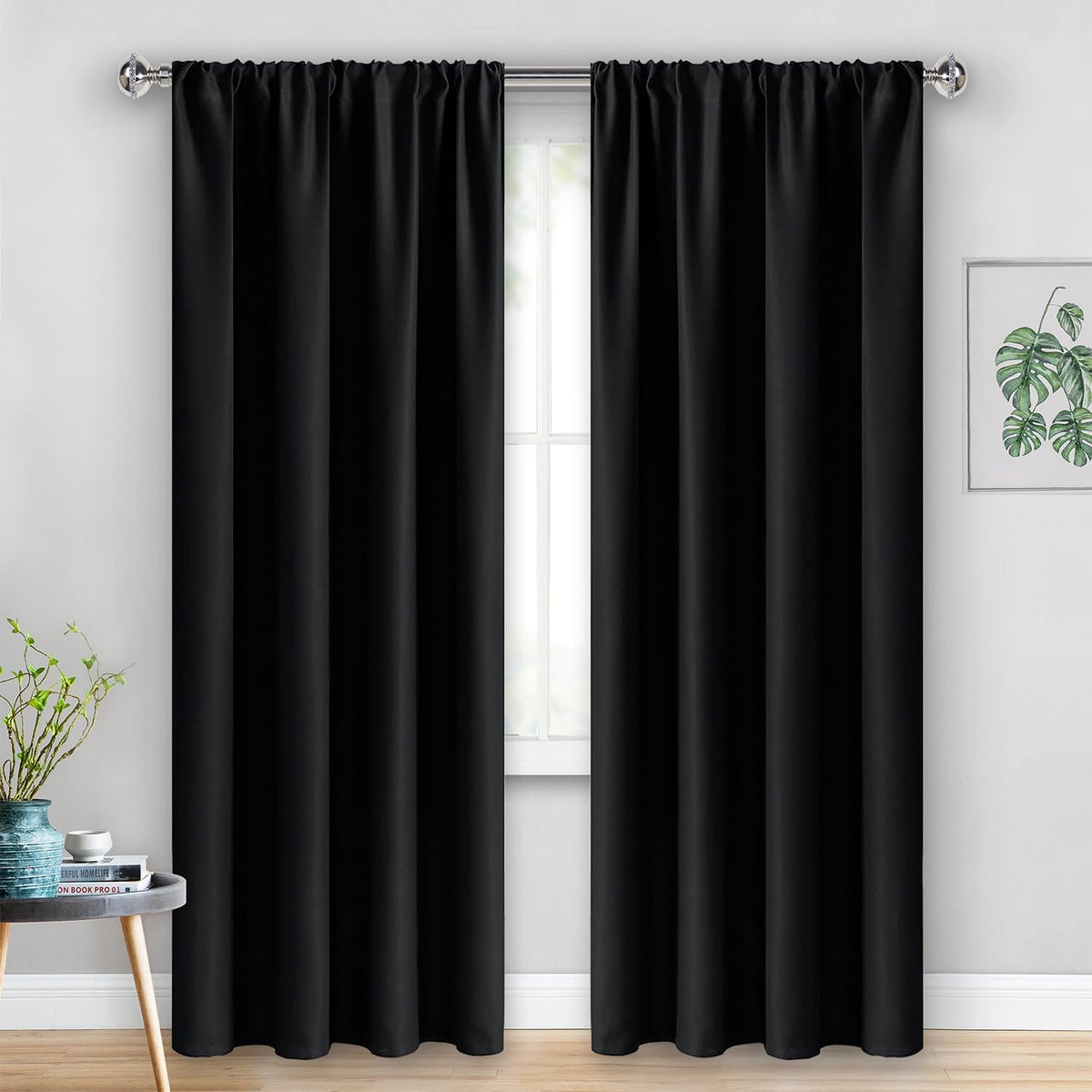 84"L x 38"W polyester curtains in Black, alternate view 7