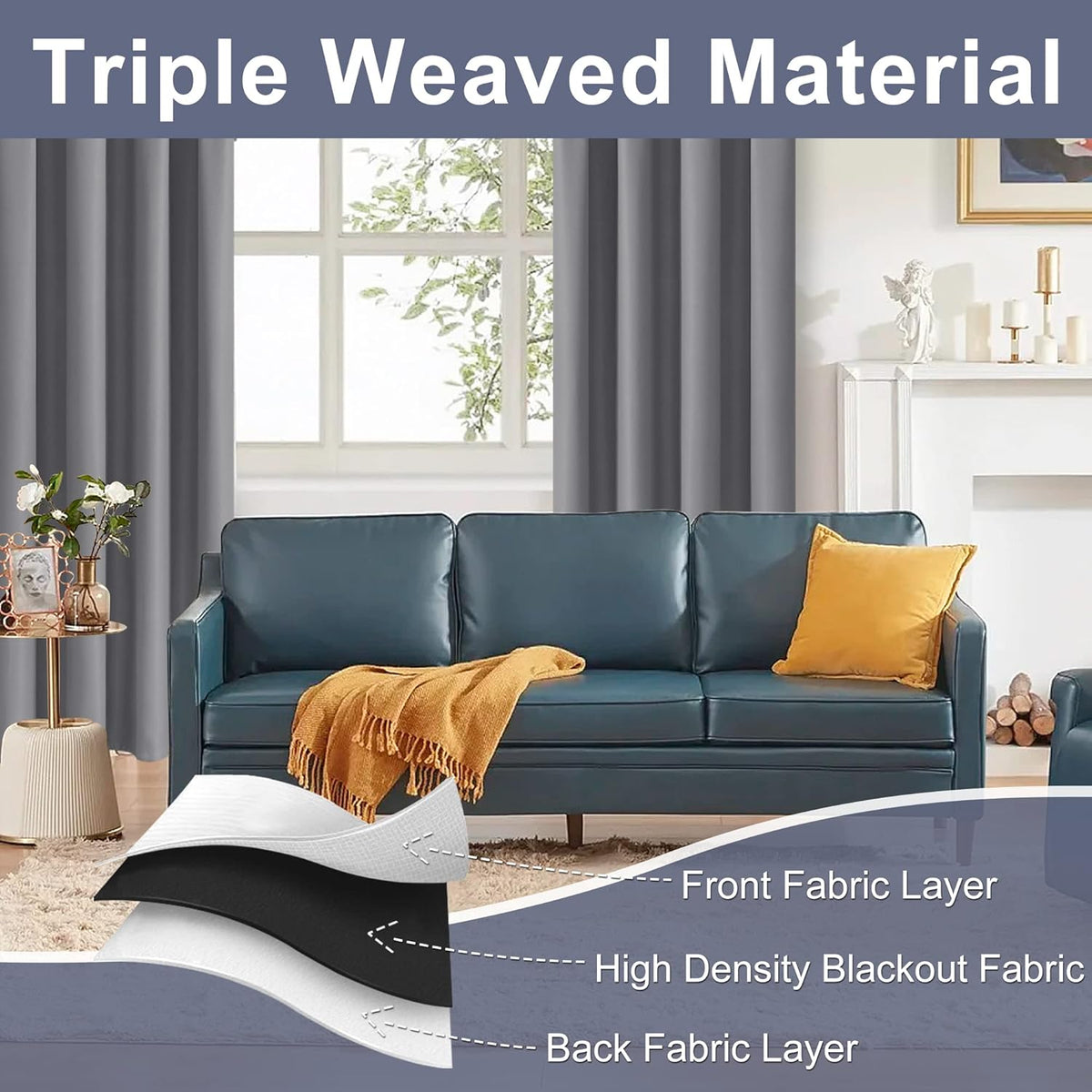 84"L x 70"W polyester curtains in Light Grey, alternate view 4