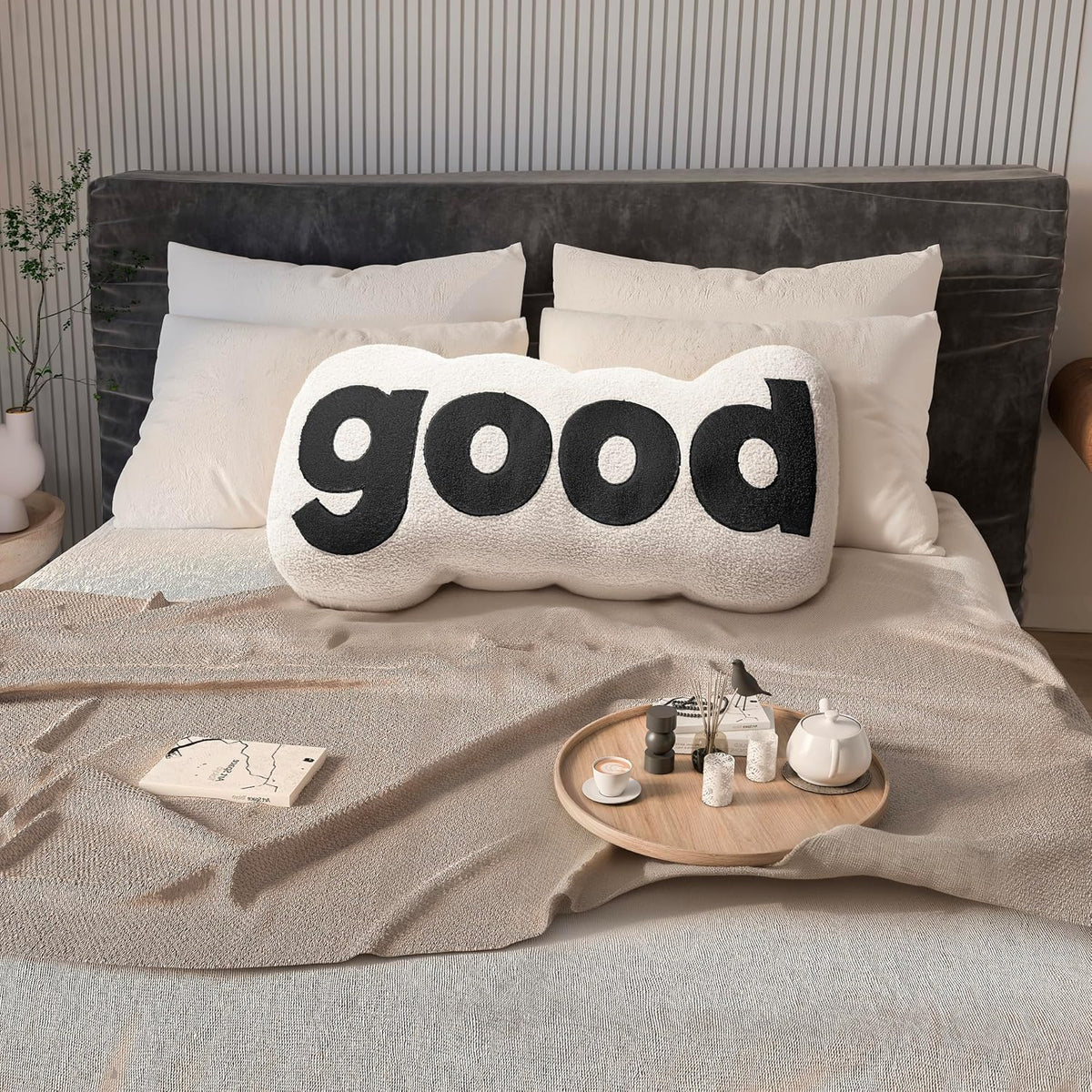 Twin: 37.4*17.7*9.8 Inches cotton backrest pillows in White-good Pillow, alternate view 3