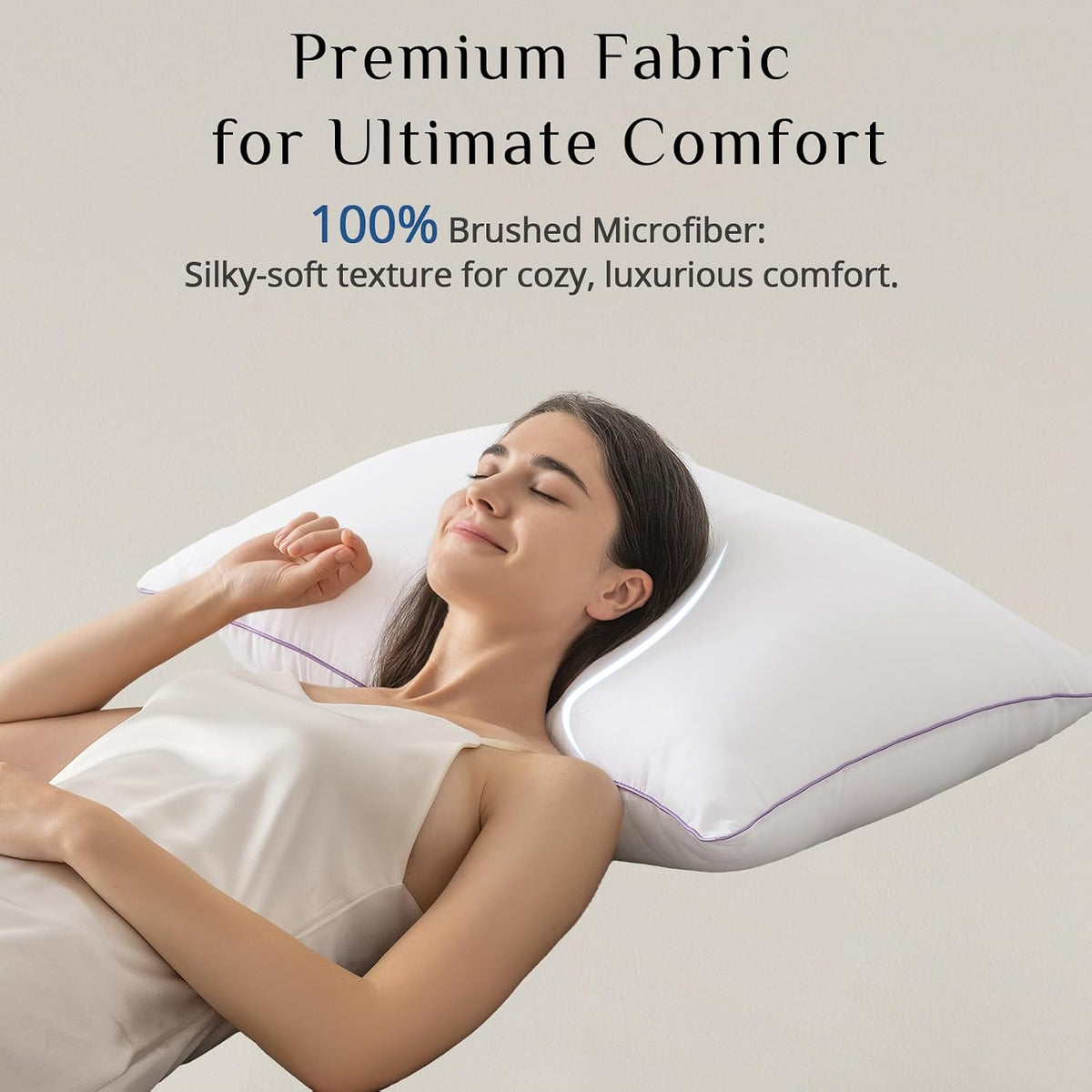 Standard polyester pillows in White & Purple, alternate view 4