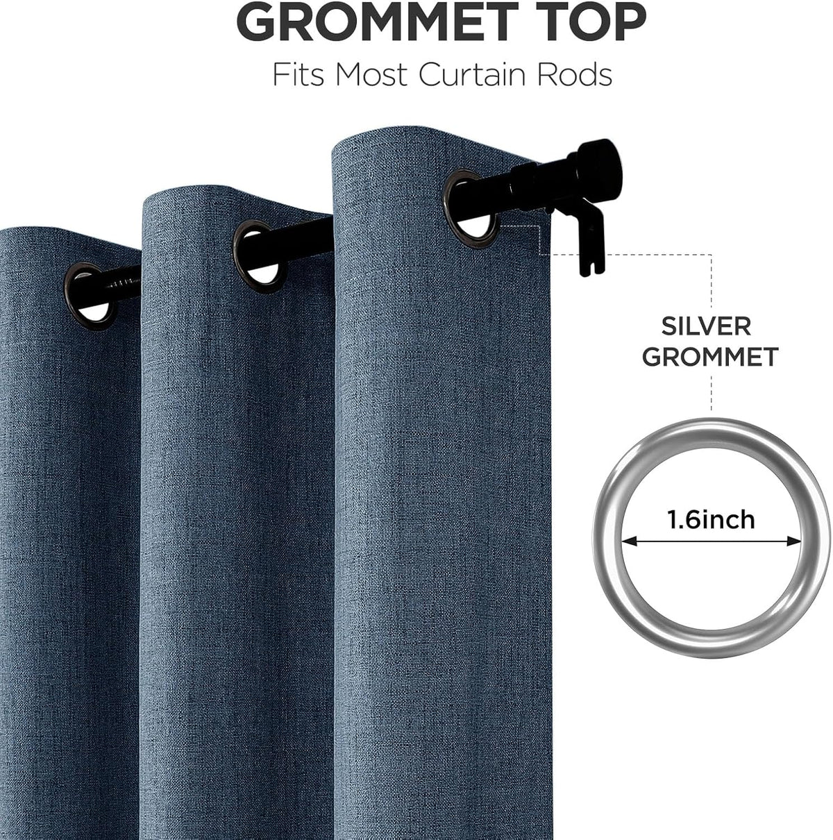 120"L x 52"W polyester curtains in Denim Blue, alternate view 5