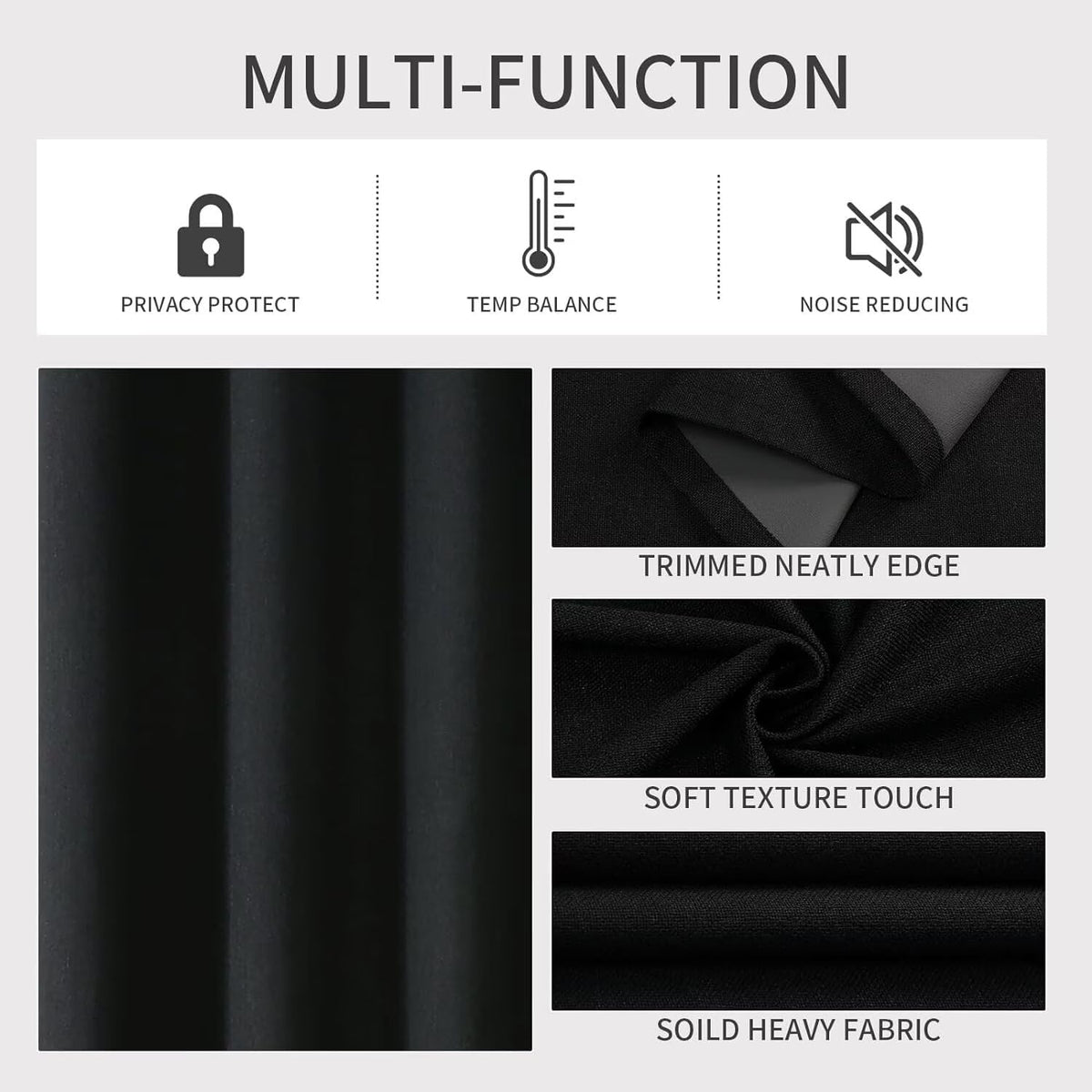 84"L x 100"W linen curtains in Black, alternate view 4