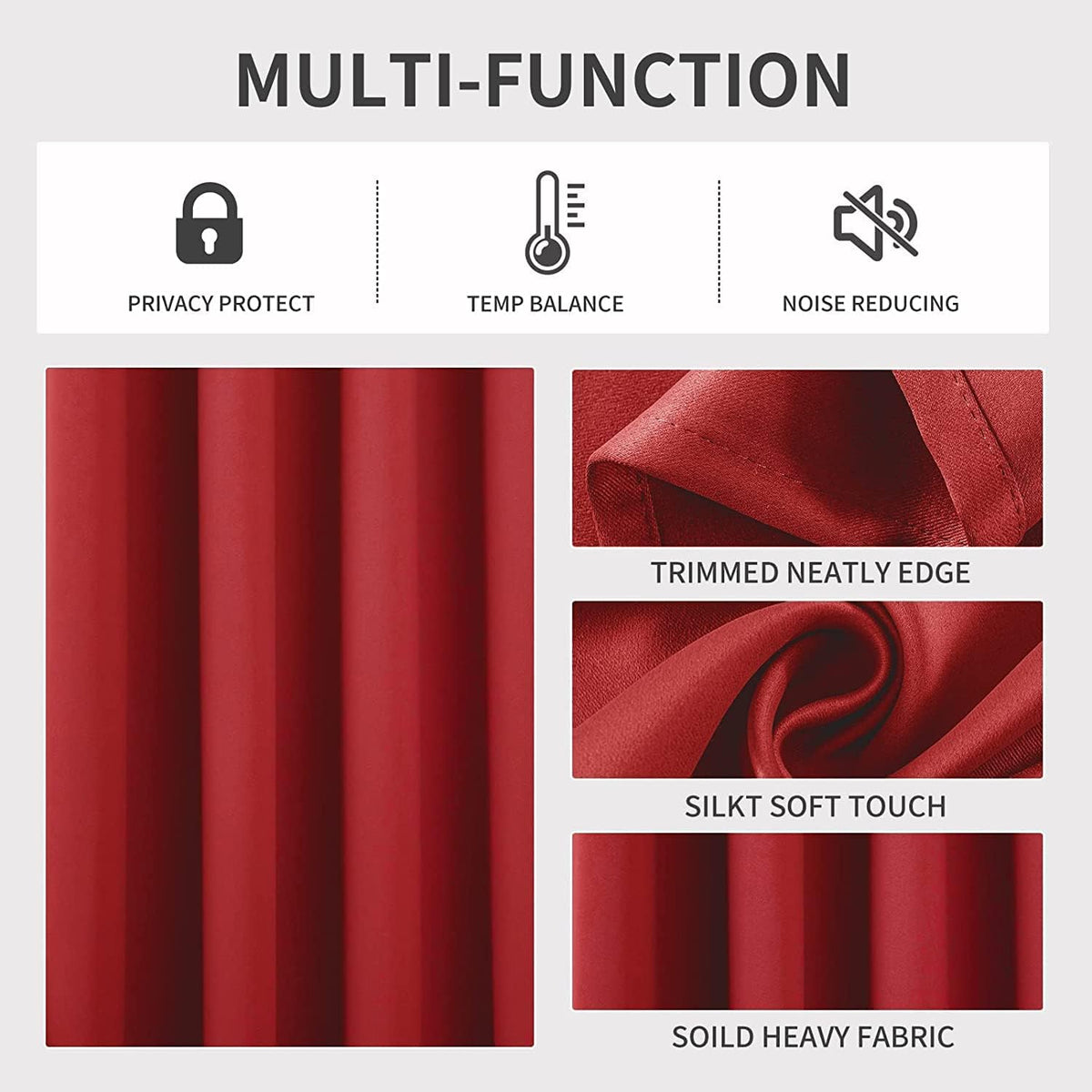 84"L x 42"W polyester curtains in Red, alternate view 3
