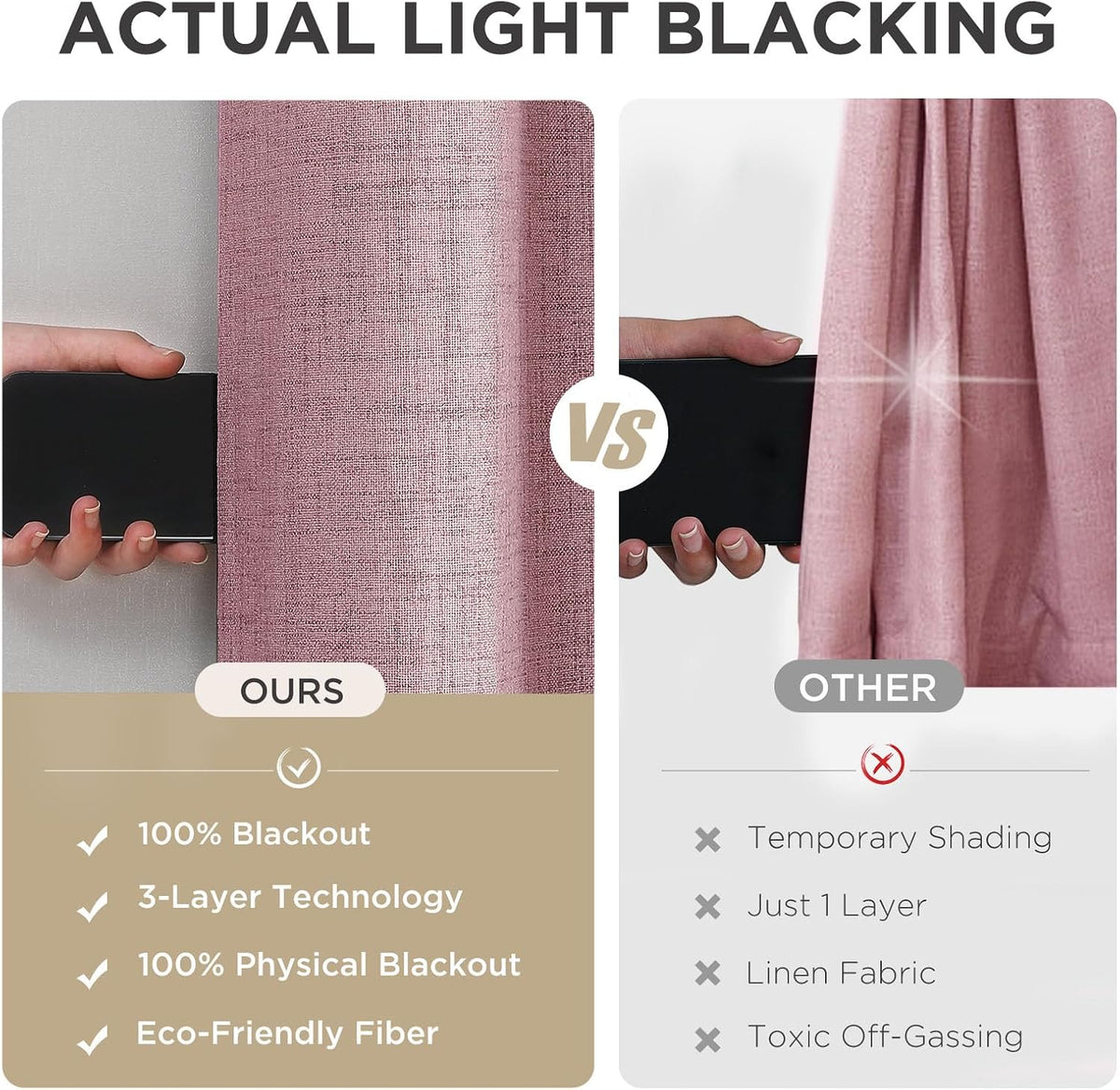 84"L x 52"W polyester curtains in Light Pink, alternate view 6