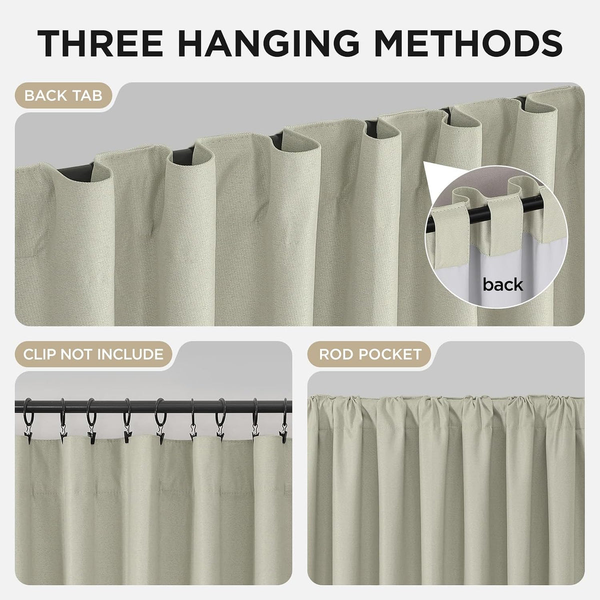 84"L x 52"W polyester curtains in Natural, alternate view 5