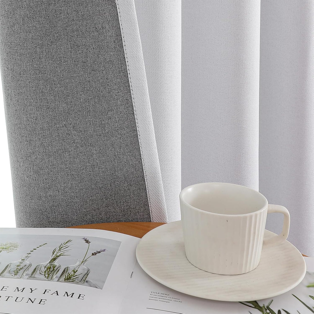 95"L x 52"W polyester curtains in Ivory White, alternate view 4