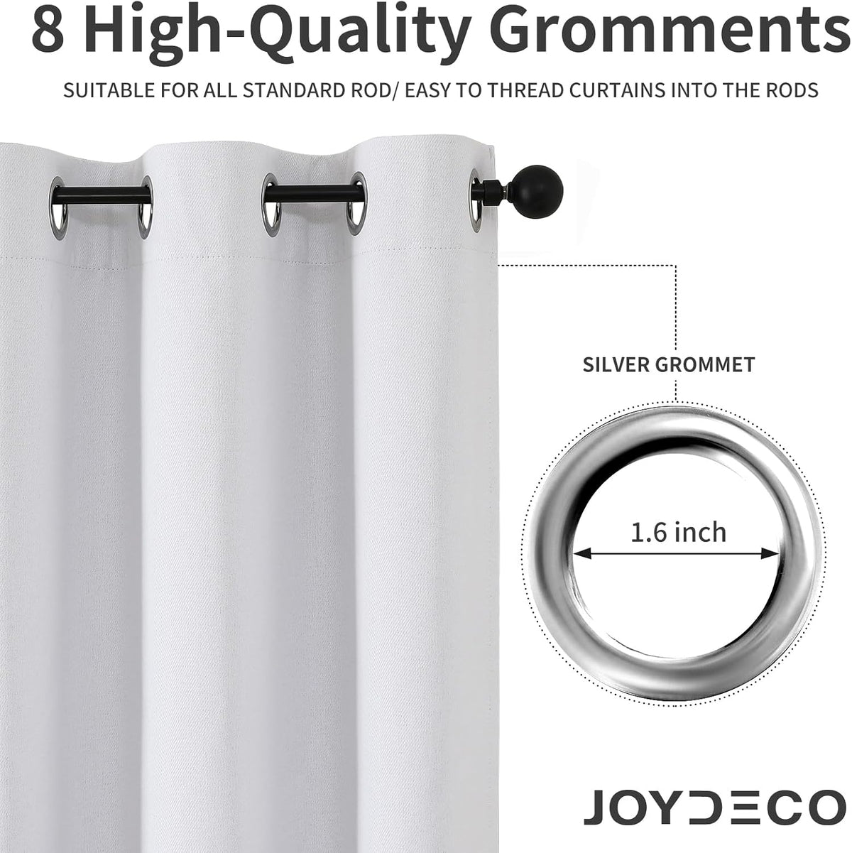 95"L x 52"W polyester curtains in Ivory White, alternate view 5