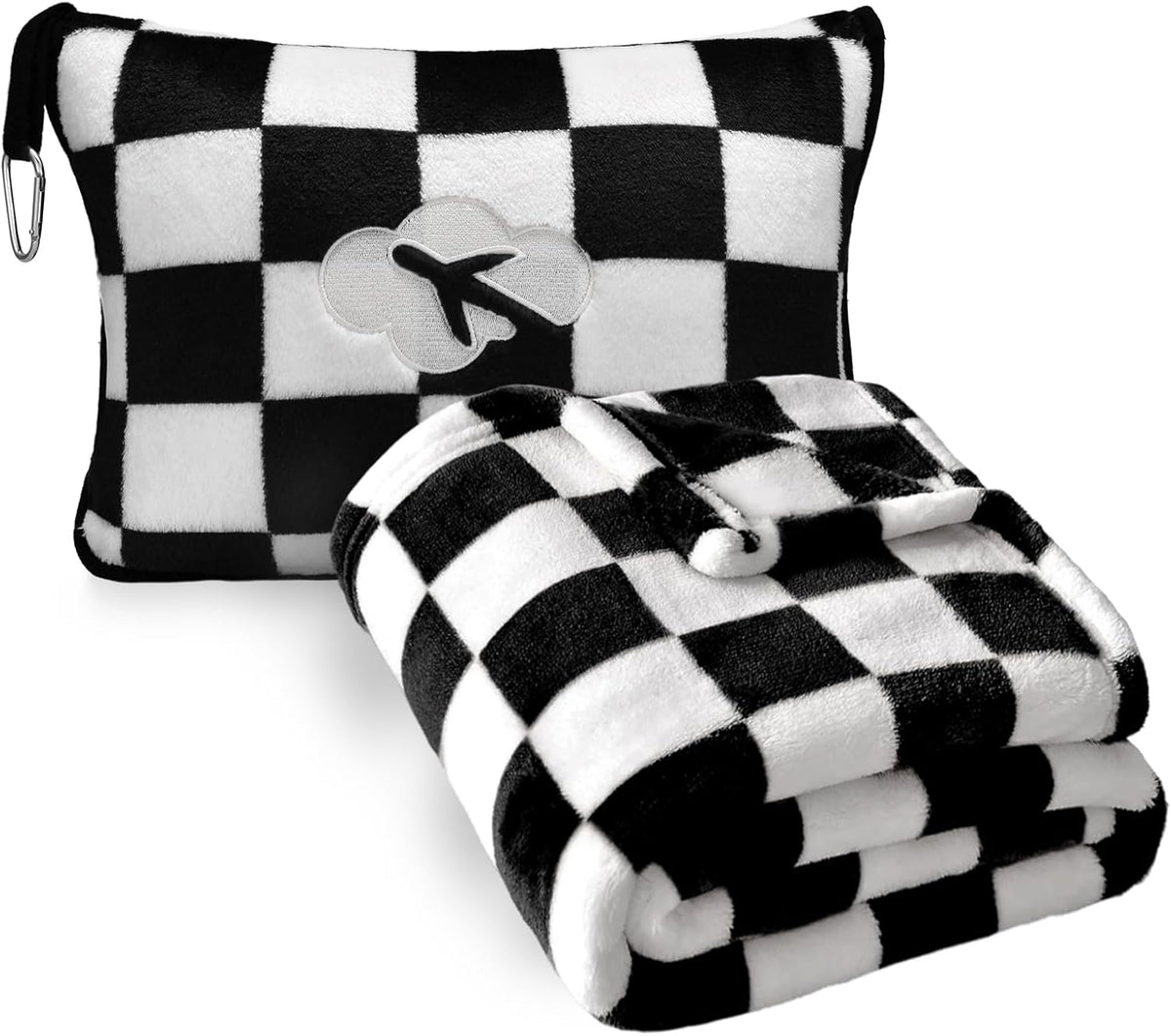 polyester travel pillows in Checkered Black