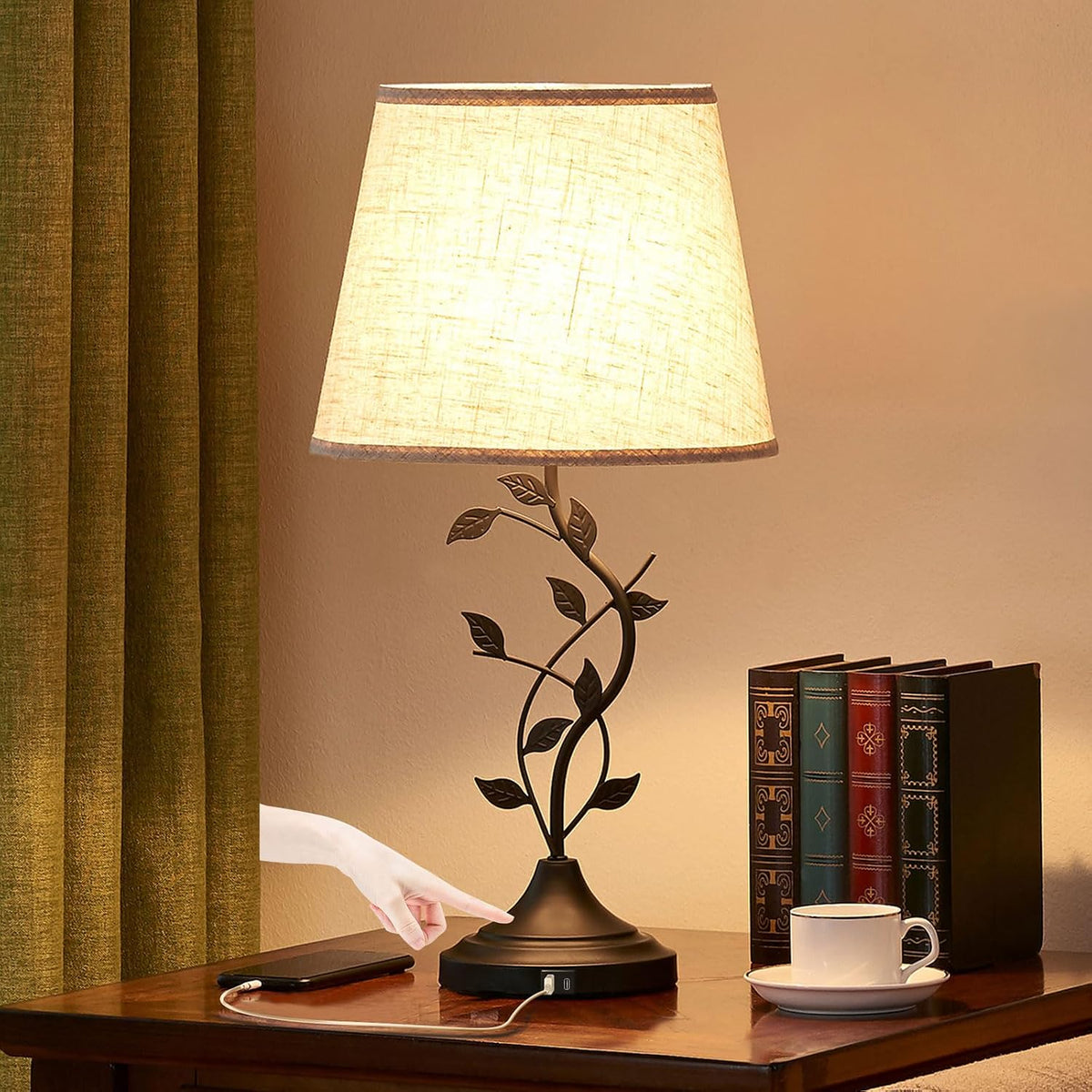 12.6"D x 12.6"W x 24.4"H wood table lamps