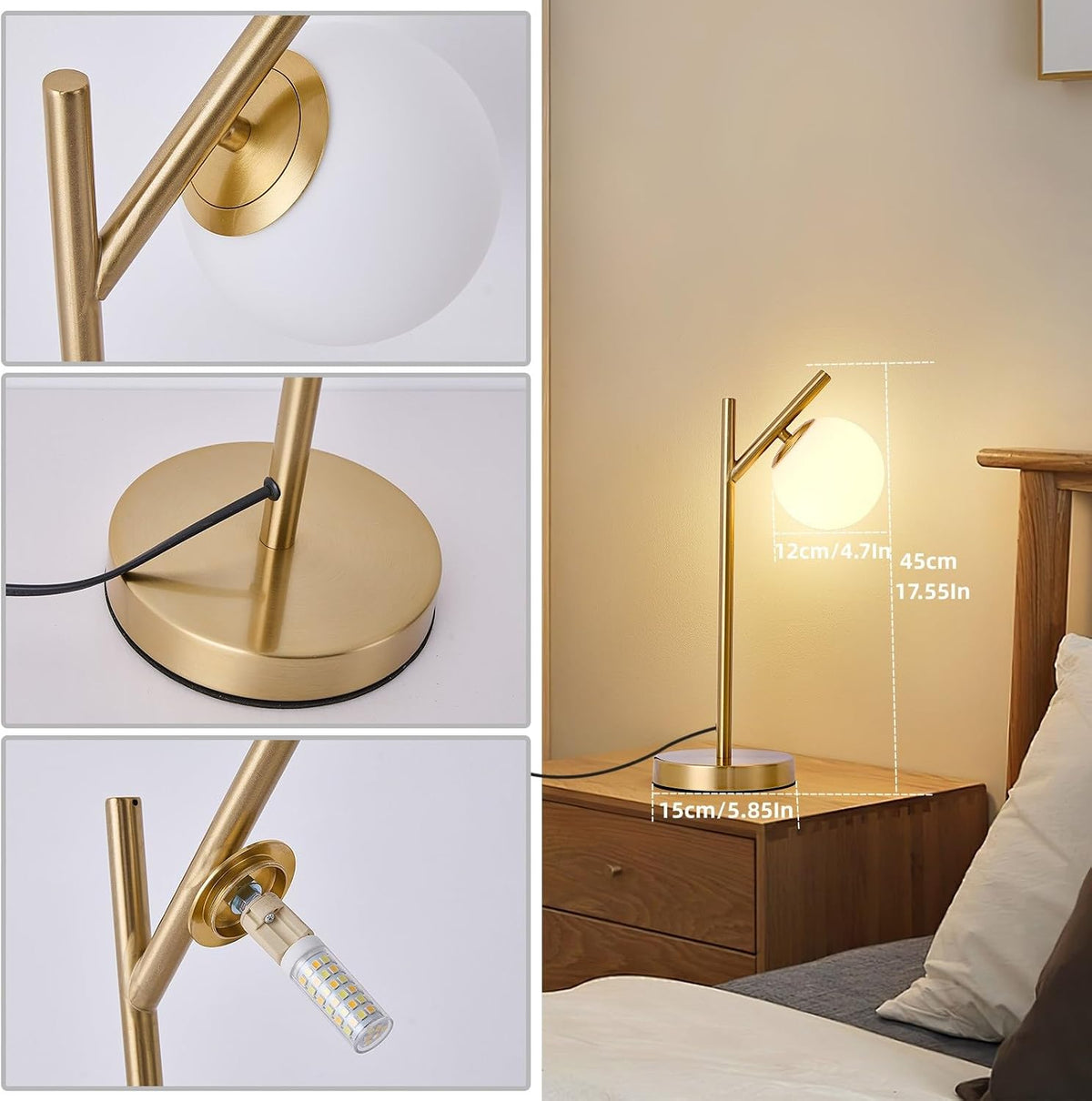 9.5"D x 5.5"W x 16.5"H metal table lamps, alternate view 4
