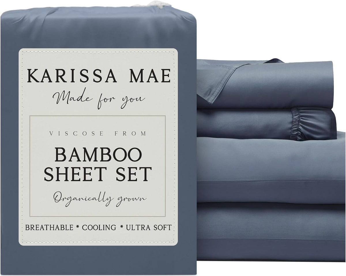 King - 2 Pillowcases bamboo viscose bedding sets in Slate Blue