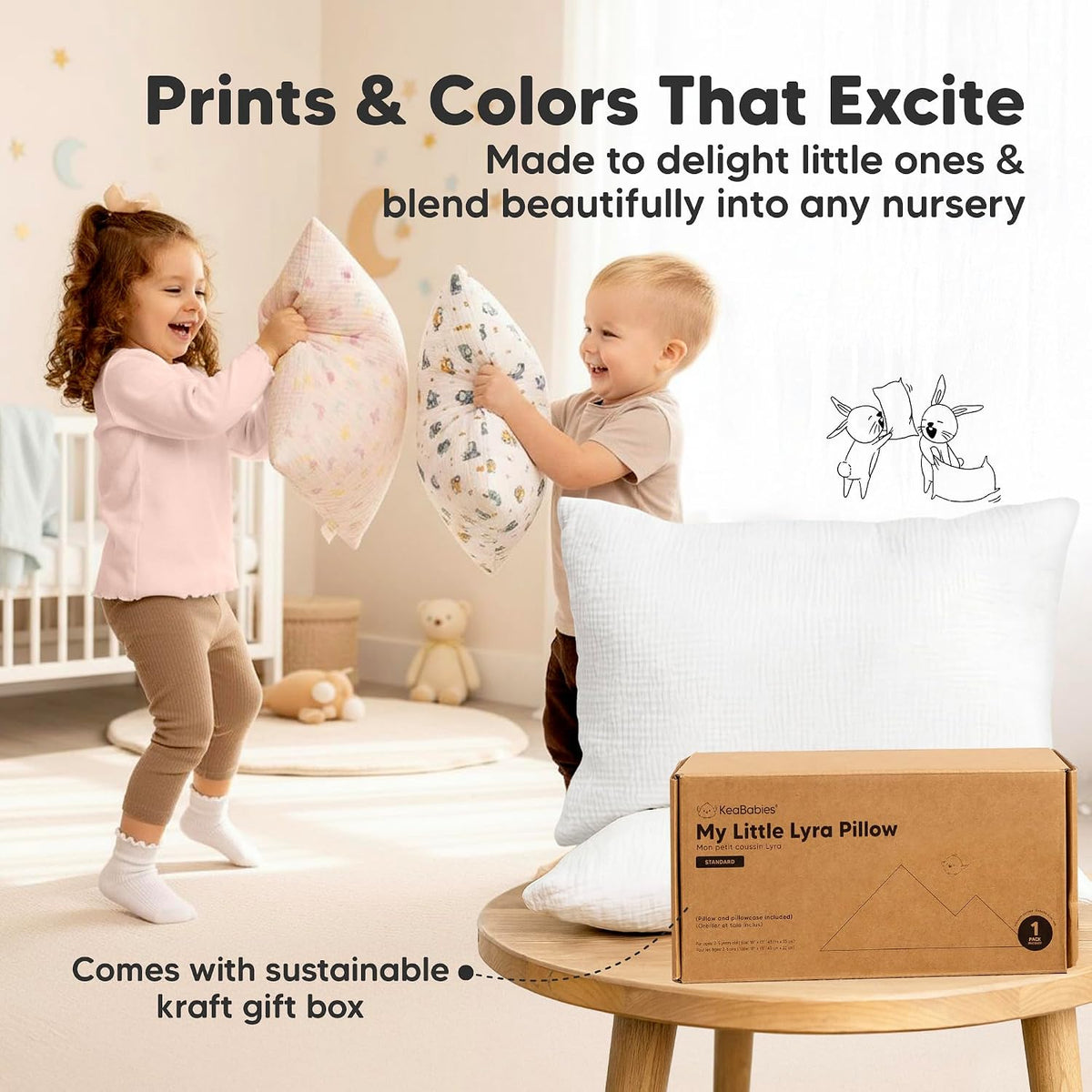 13"(W) by 18"(L) by 3.5"(H) organic cotton pillows in Soft White, alternate view 9