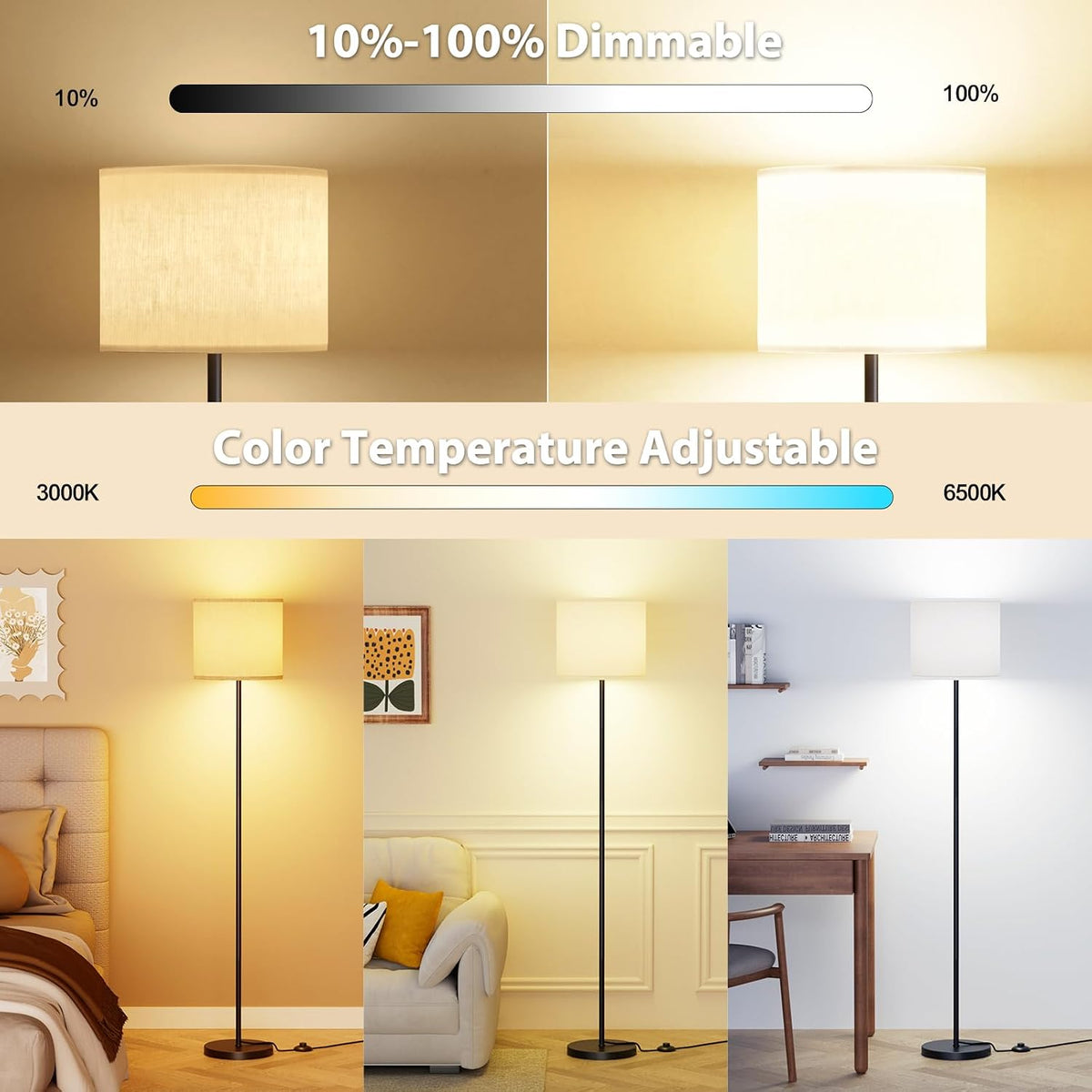 10.24"D x 10.24"W x 60"H metal floor lamps, alternate view 3