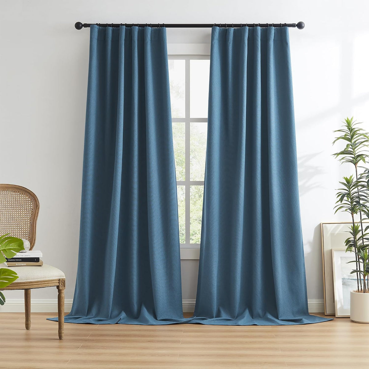 45"L x 50"W polyester curtains in Denim Blue, alternate view 2