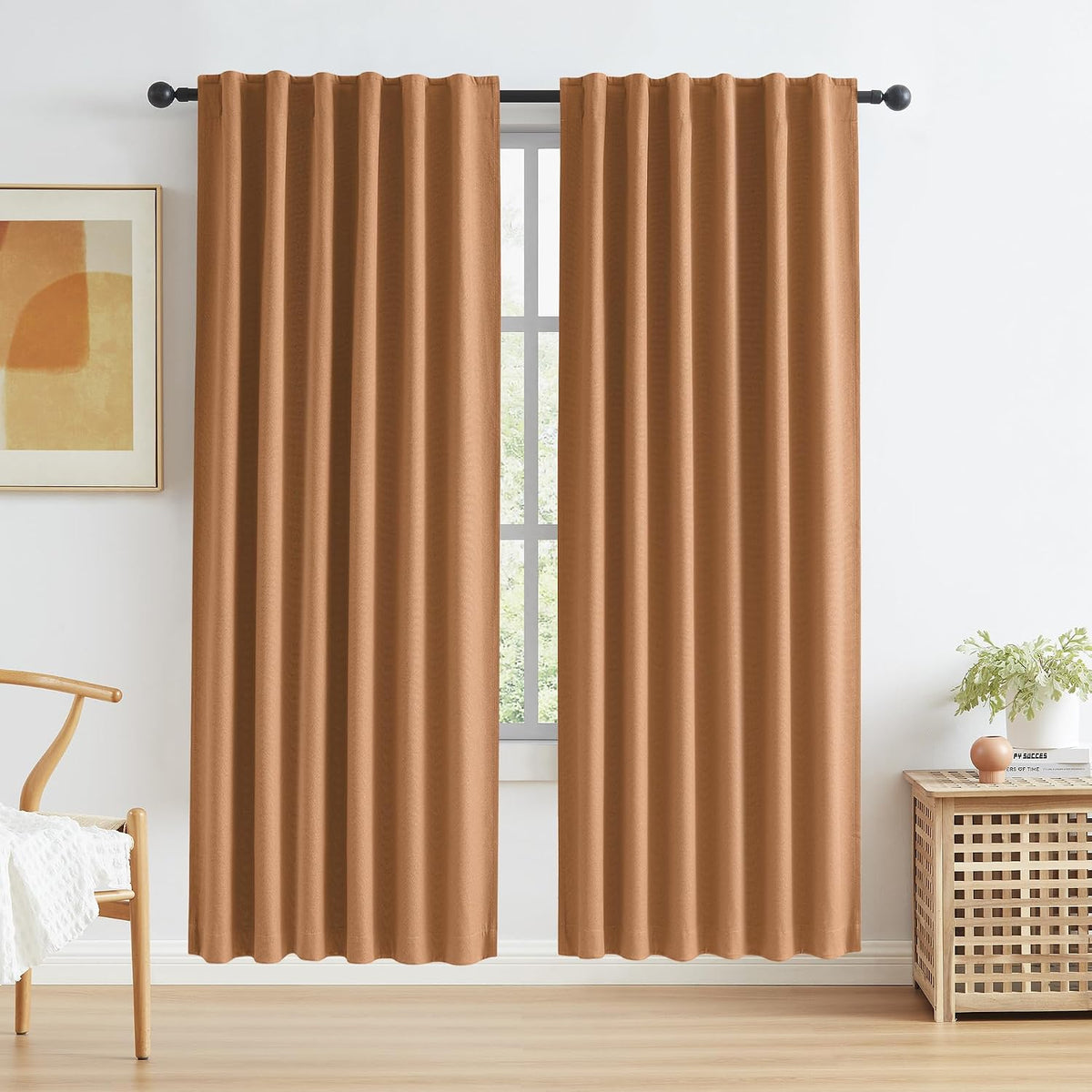 72"L x 50"W polyester curtains in Burnt Orange