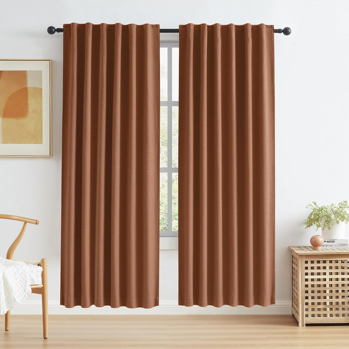72"L x 50"W polyester curtains in Rust