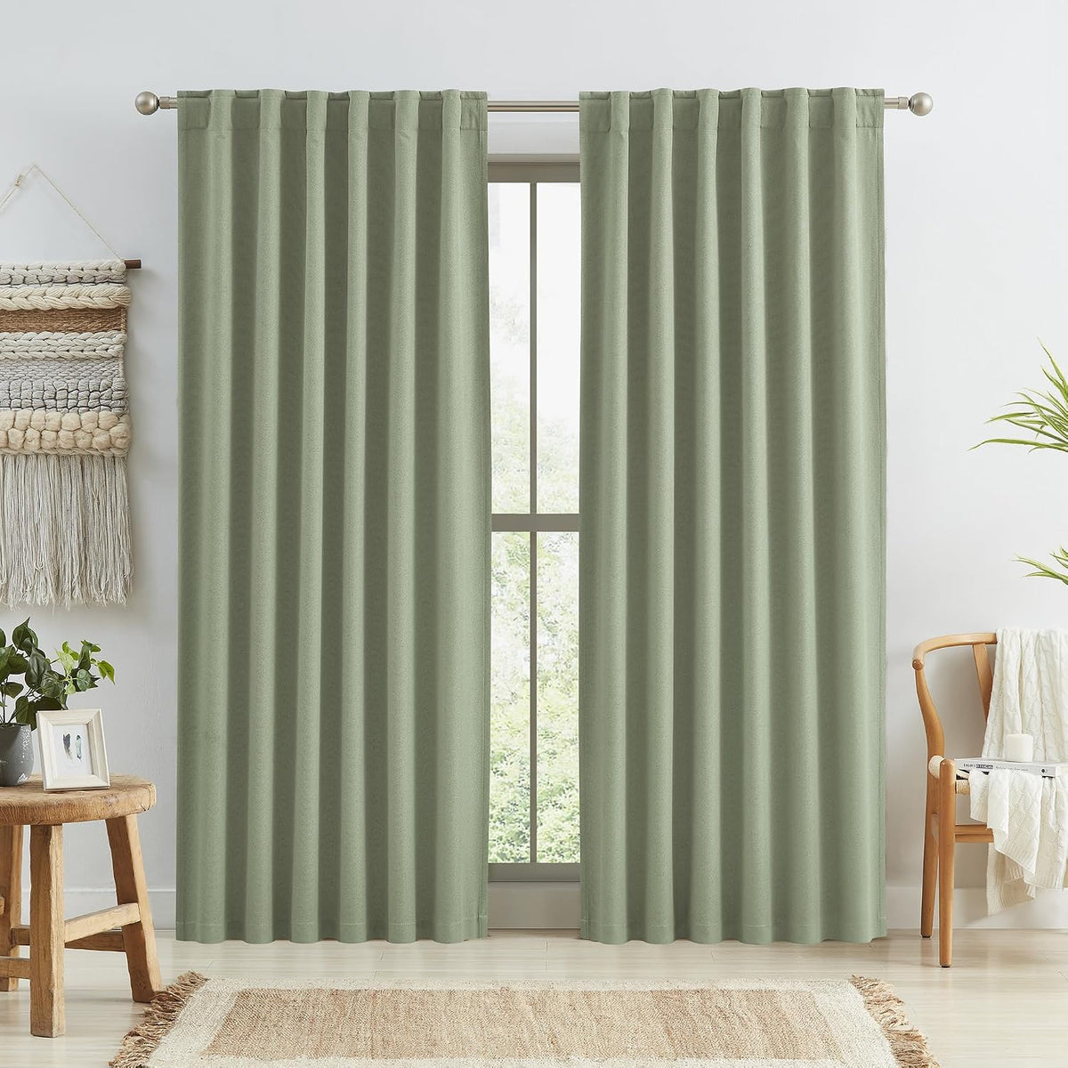 84"L x 50"W polyester curtains in Sage