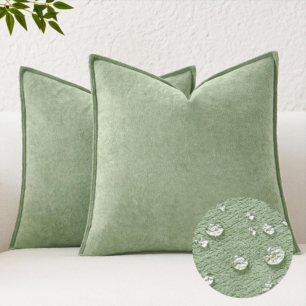 18"L x 18"W polyester throw pillow accessories in Sage Green