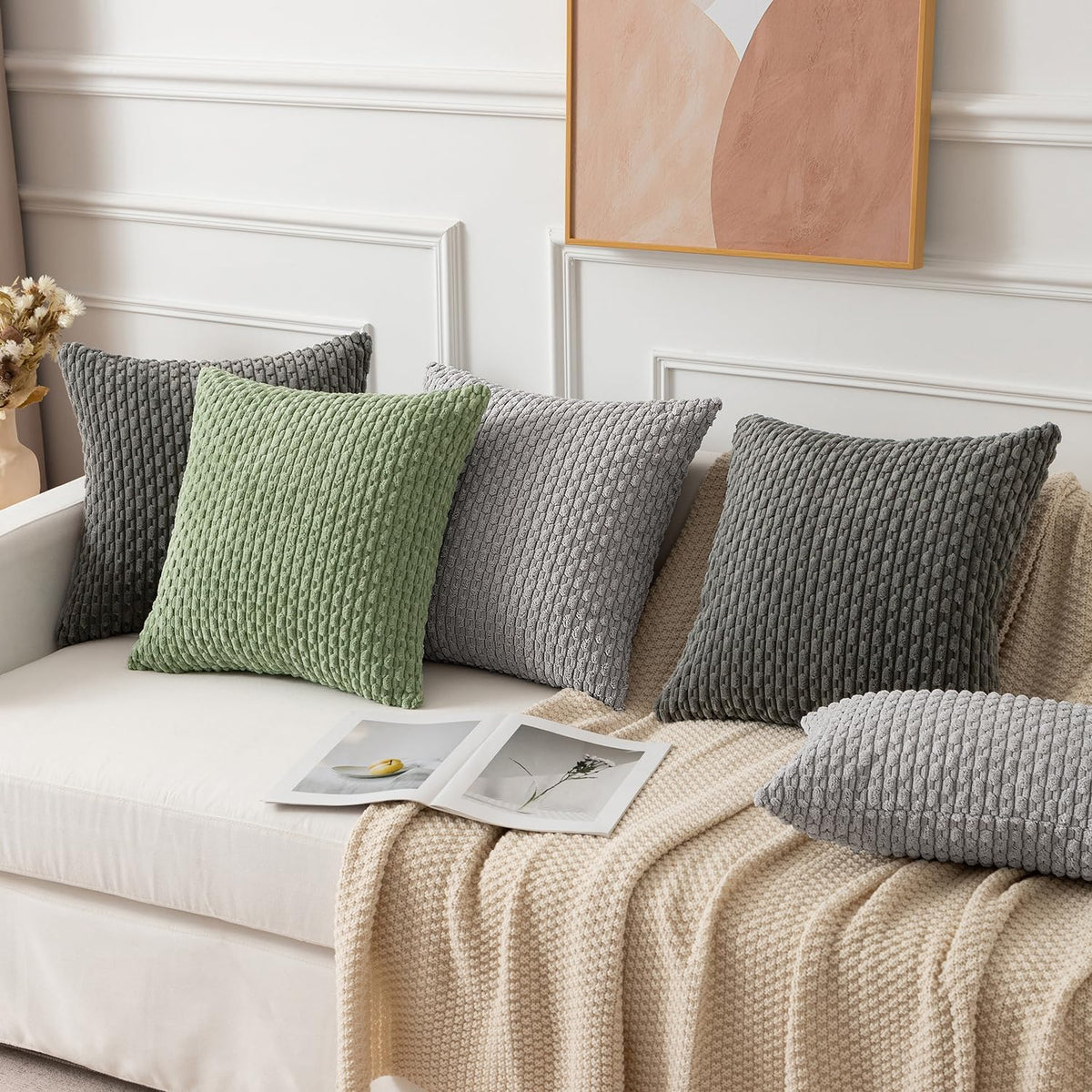 20"L x 12"W polyester throw pillow accessories in Sage Green, alternate view 6