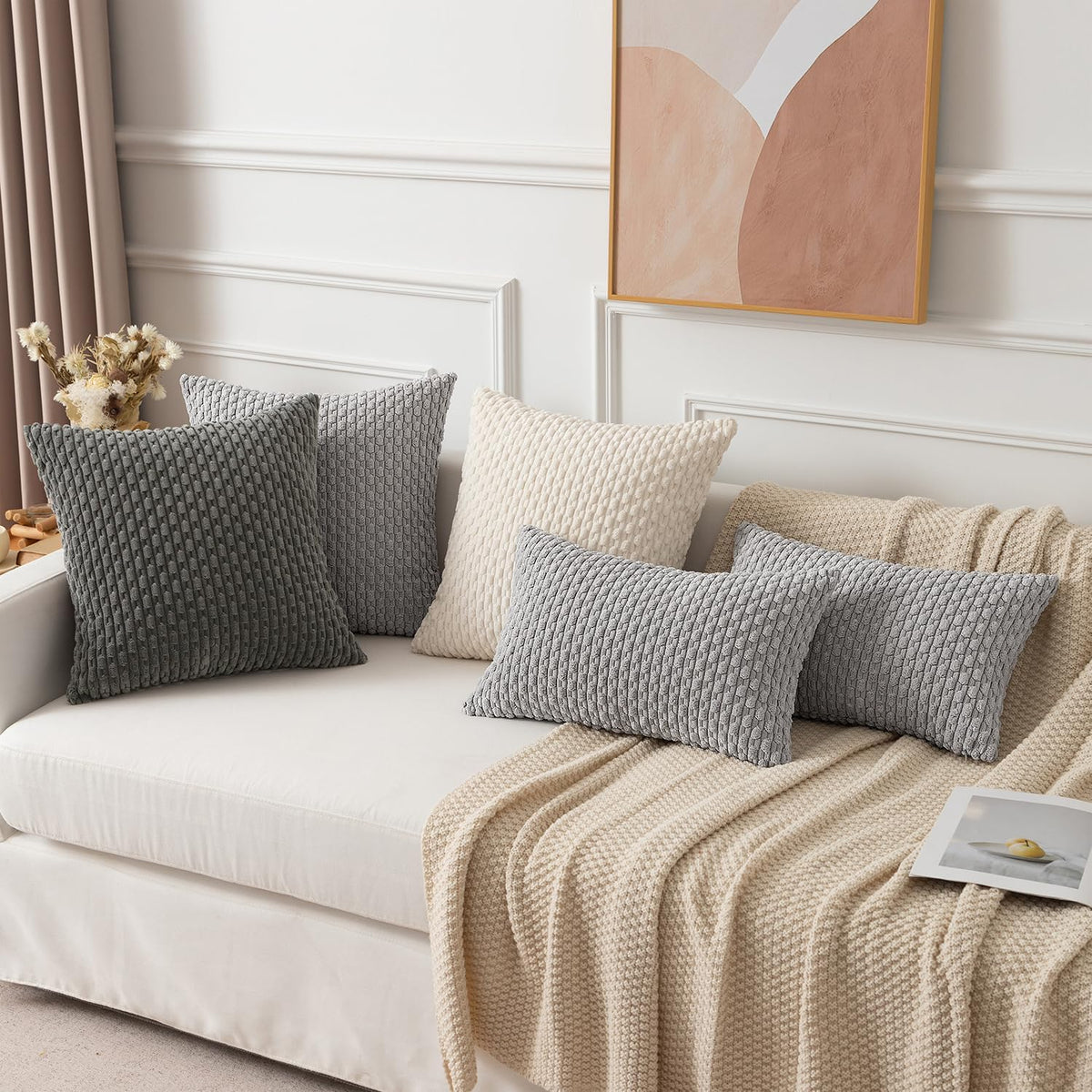 20"L x 14"W polyester throw pillow accessories in Light Grey, alternate view 6