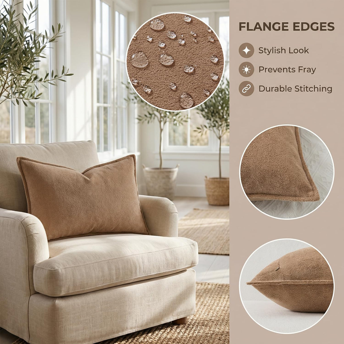 22"L x 14"W polyester throw pillow accessories in Camel, alternate view 3