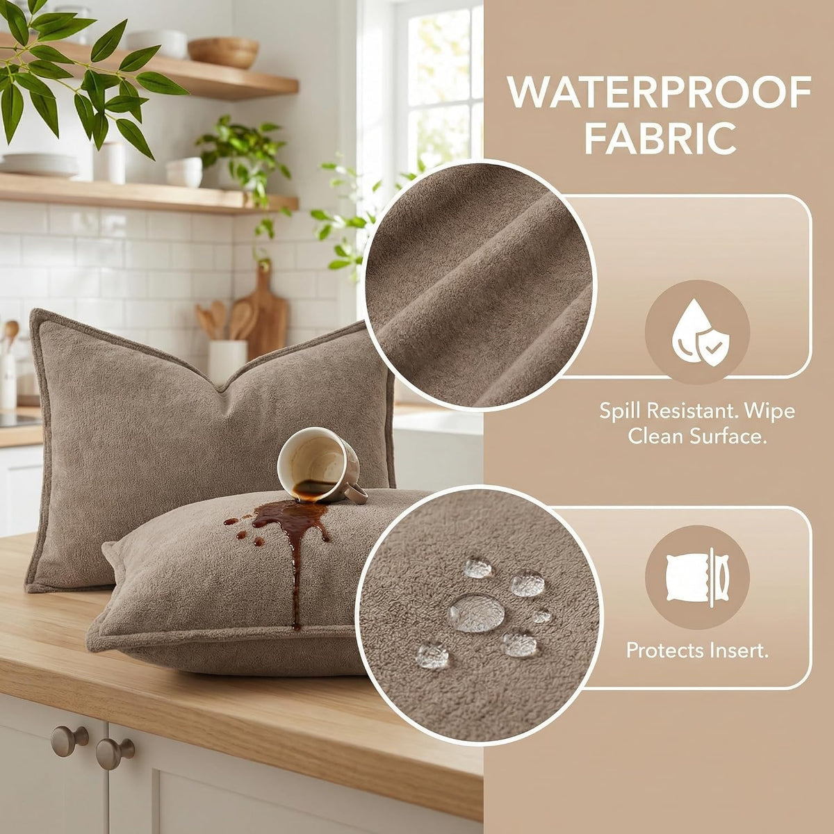 22"L x 14"W polyester throw pillow accessories in Taupe, alternate view 2