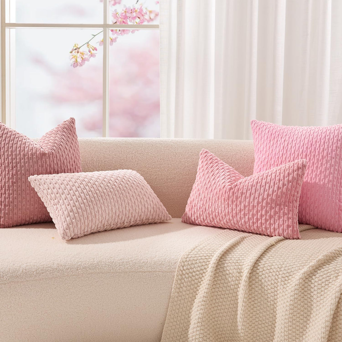 24"L x 14"W polyester throw pillow accessories in Pink, alternate view 8