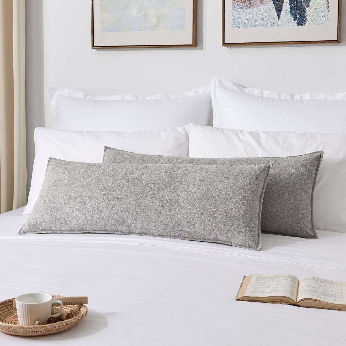36"L x 14"W polyester throw pillow accessories in Light Grey, alternate view 6