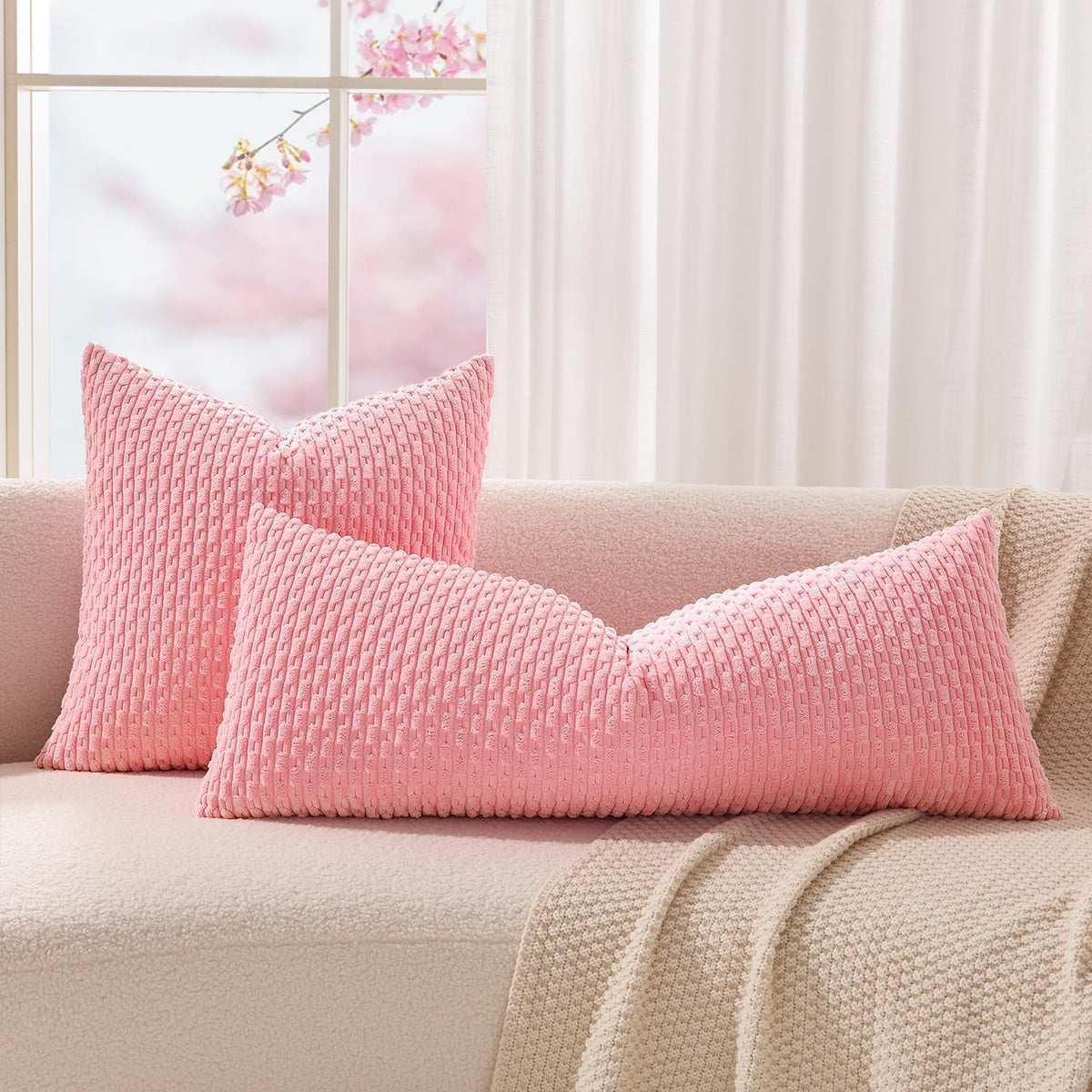 36"L x 14"W polyester throw pillow accessories in Pink, alternate view 4