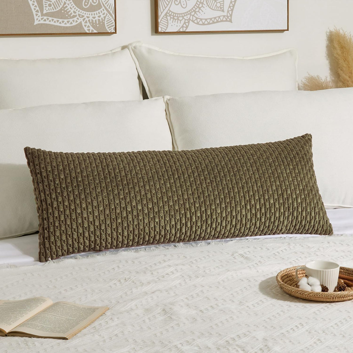 54"L x 20"W polyester throw pillow accessories in Olive Green, alternate view 5
