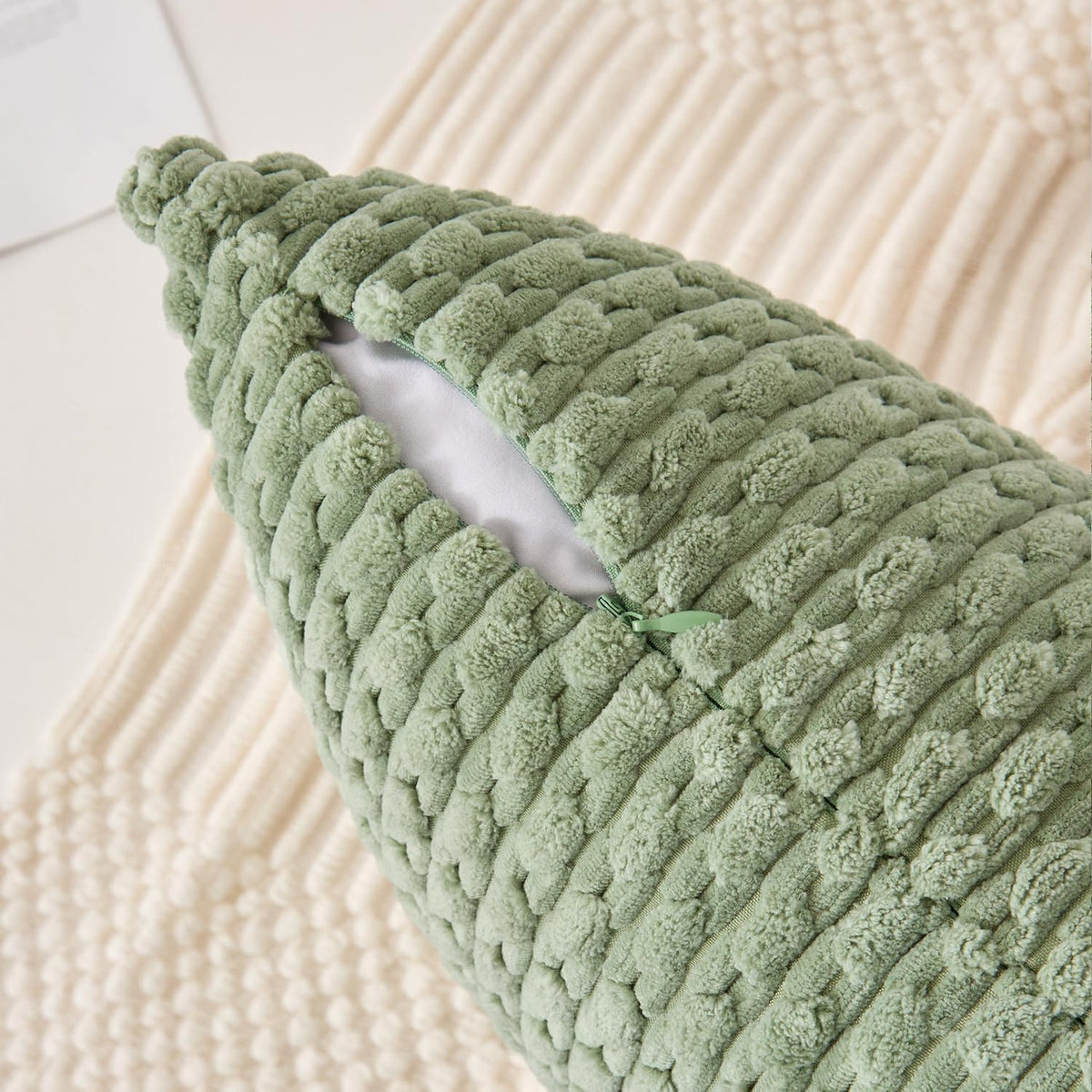 54"L x 20"W polyester throw pillow accessories in Sage Green, alternate view 4